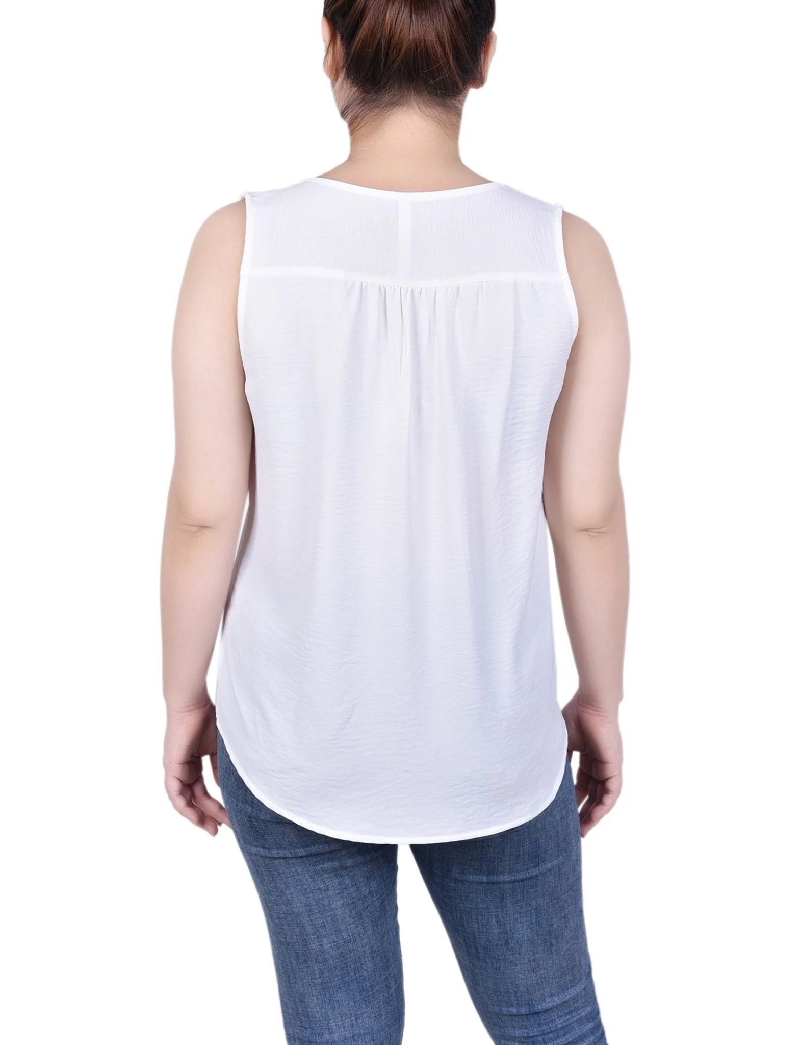 Sleeveless Button Front Blouse - Petite - Image 4