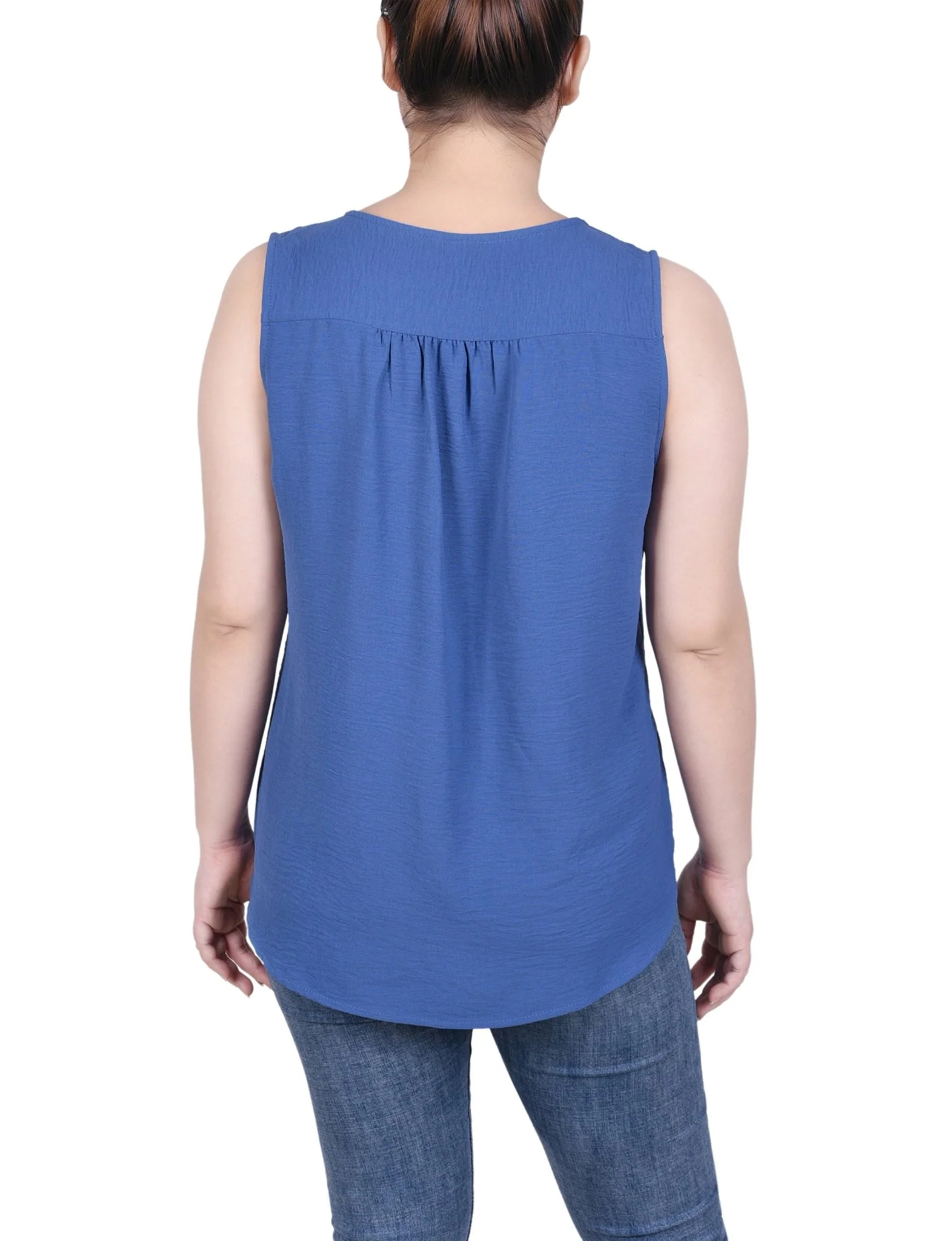 Sleeveless Button Front Blouse - Petite - Image 8