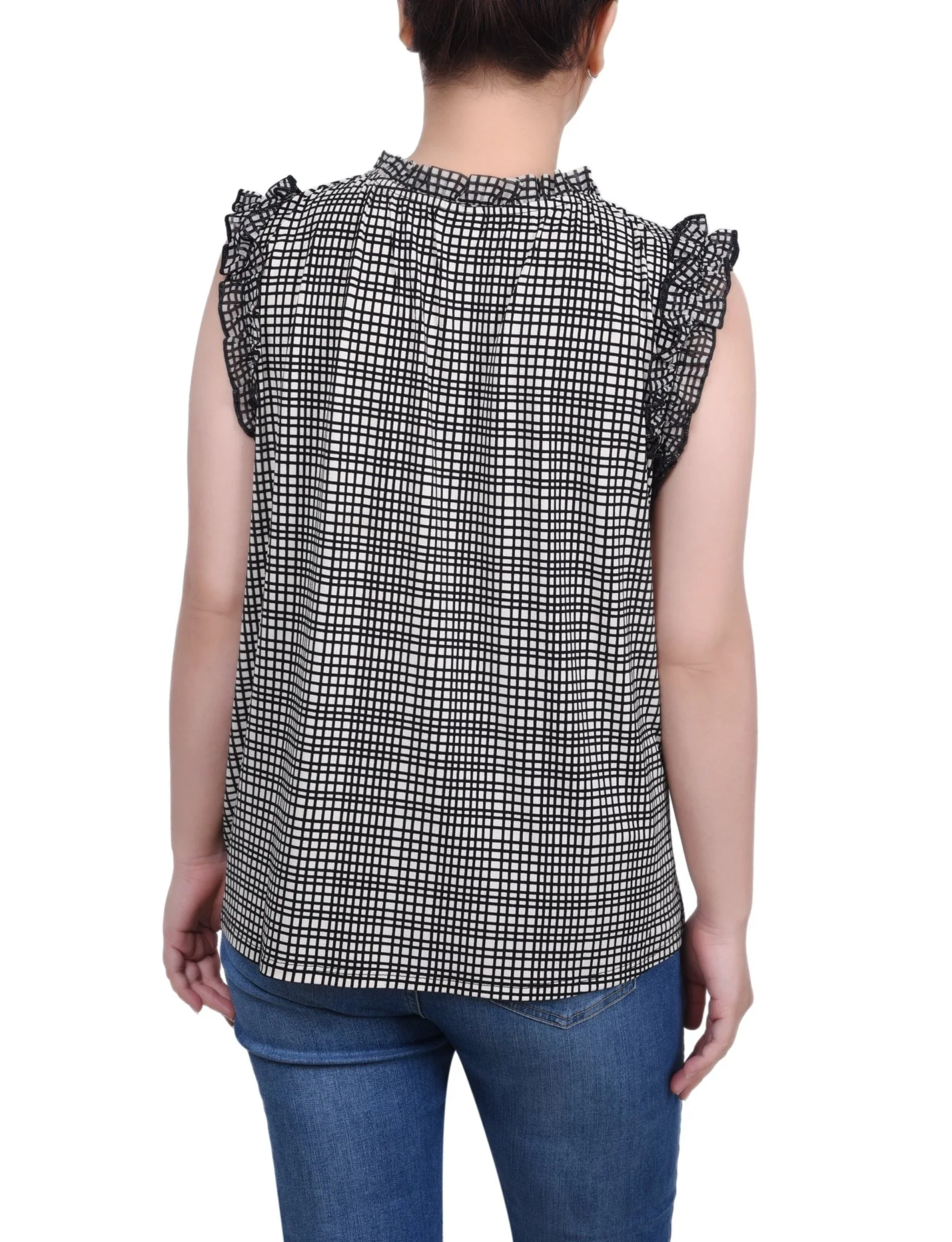 Sleeveless Crepe Top With Chiffon Ruffles - Petite - Image 12