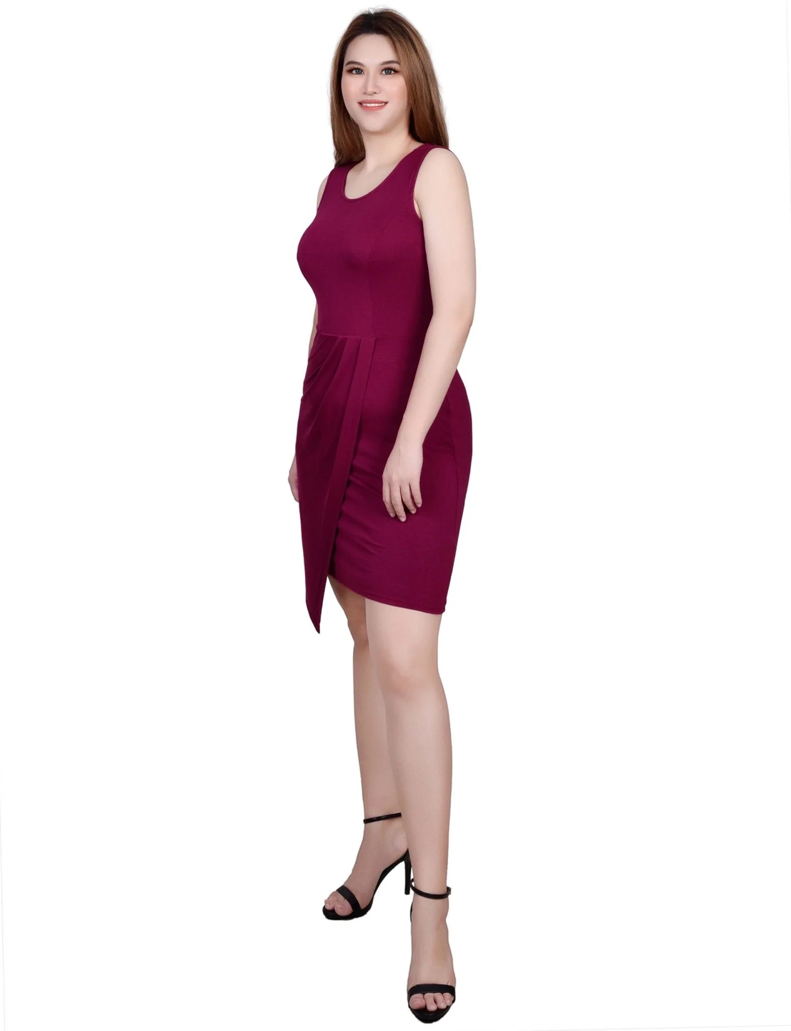 Sleeveless Faux Wrap Skirt Dress - Image 3