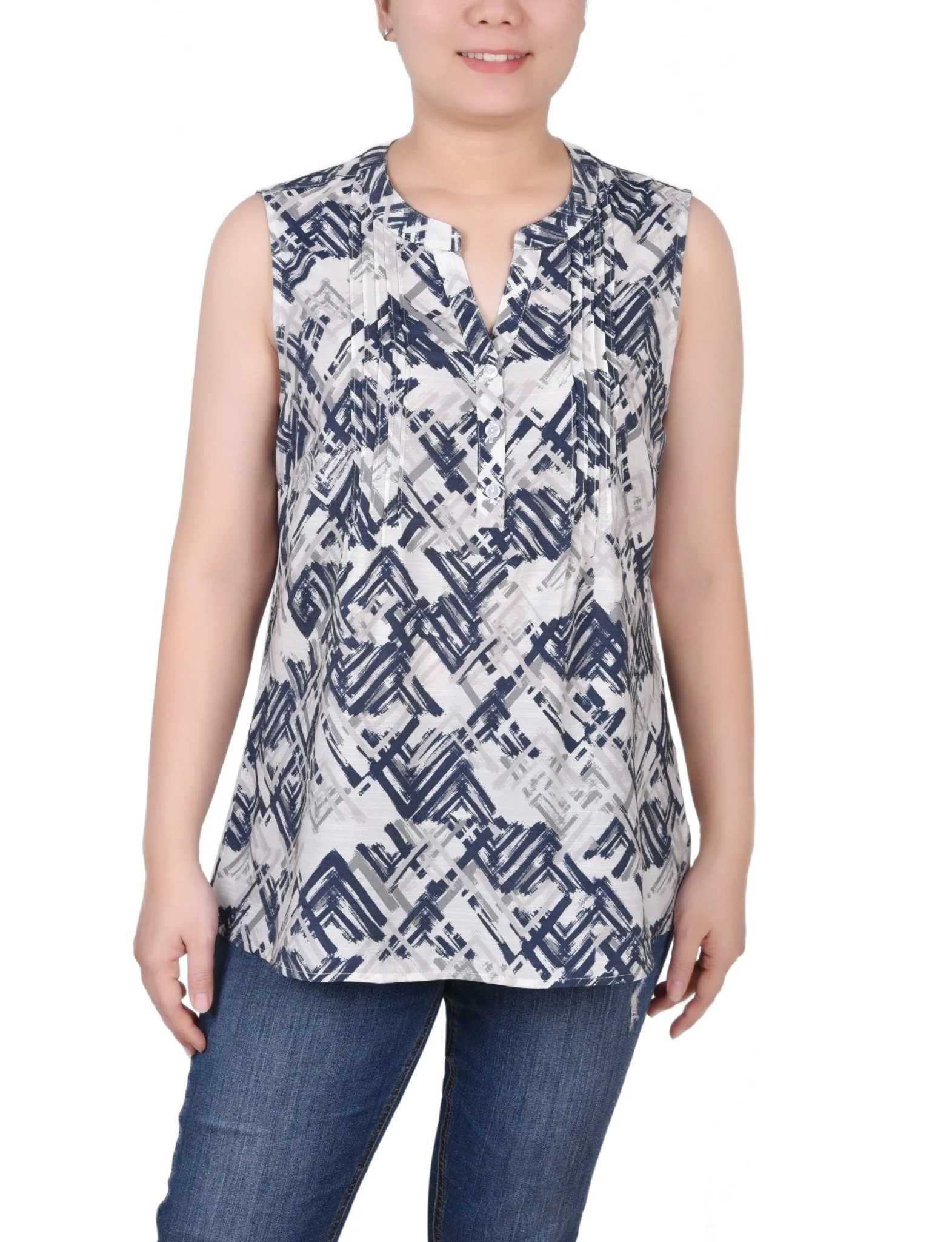 Sleeveless Pintucked Blouse - Petite - Image 13