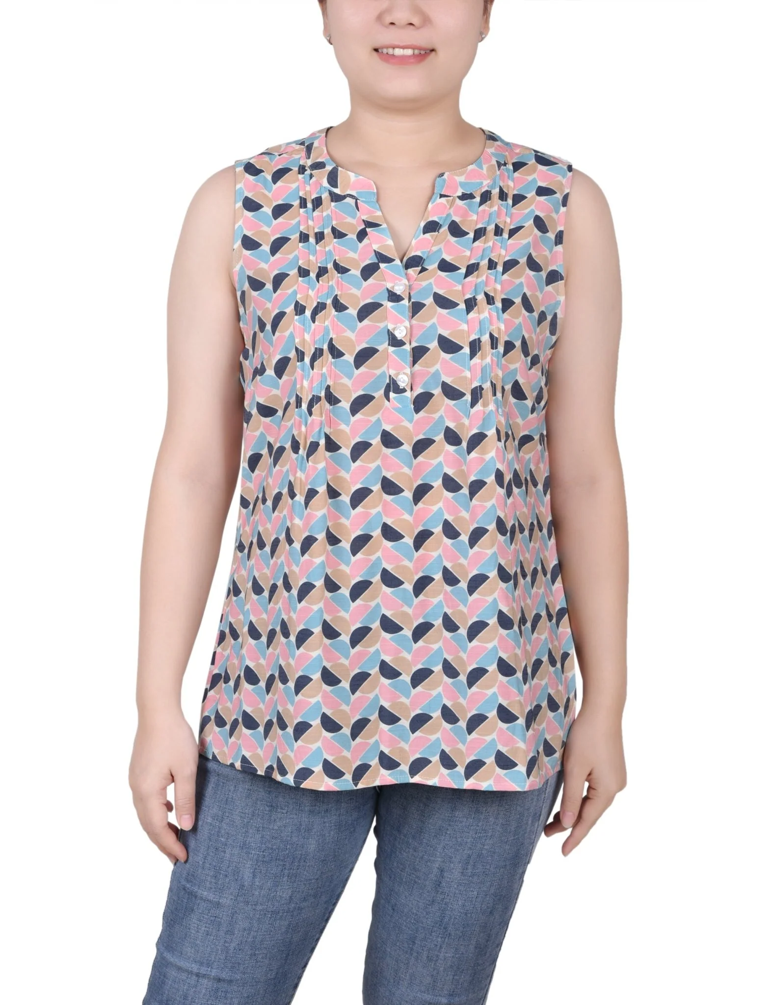Sleeveless Pintucked Blouse - Petite - Image 16