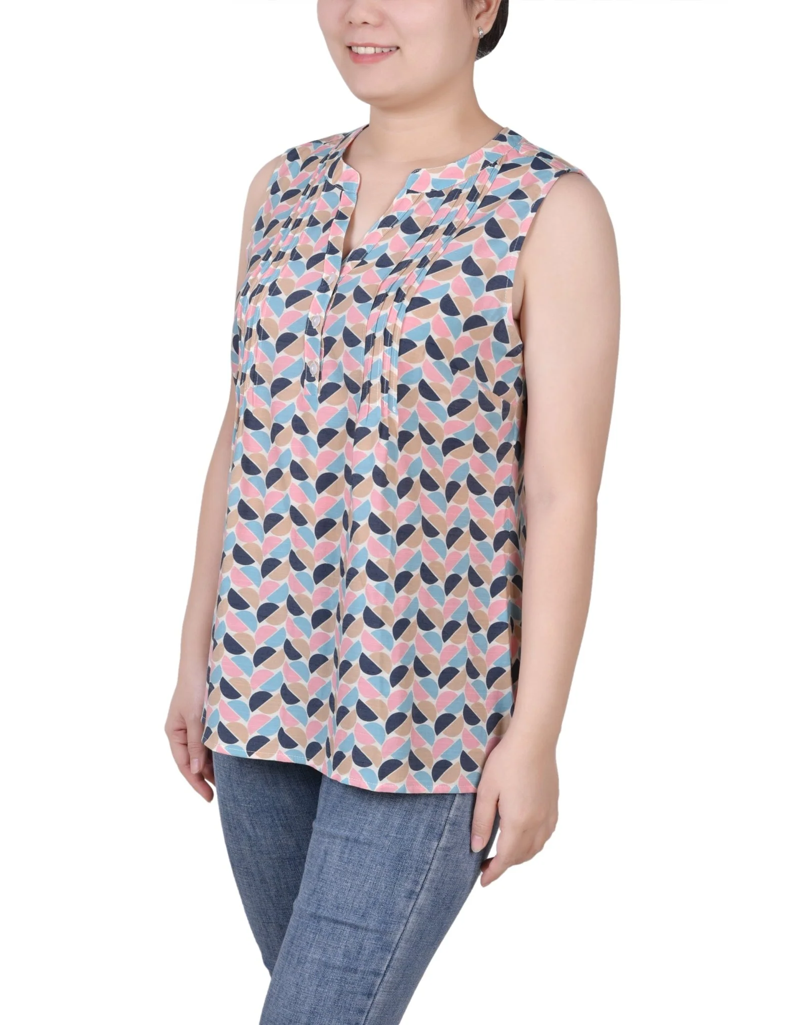 Sleeveless Pintucked Blouse - Petite - Image 17