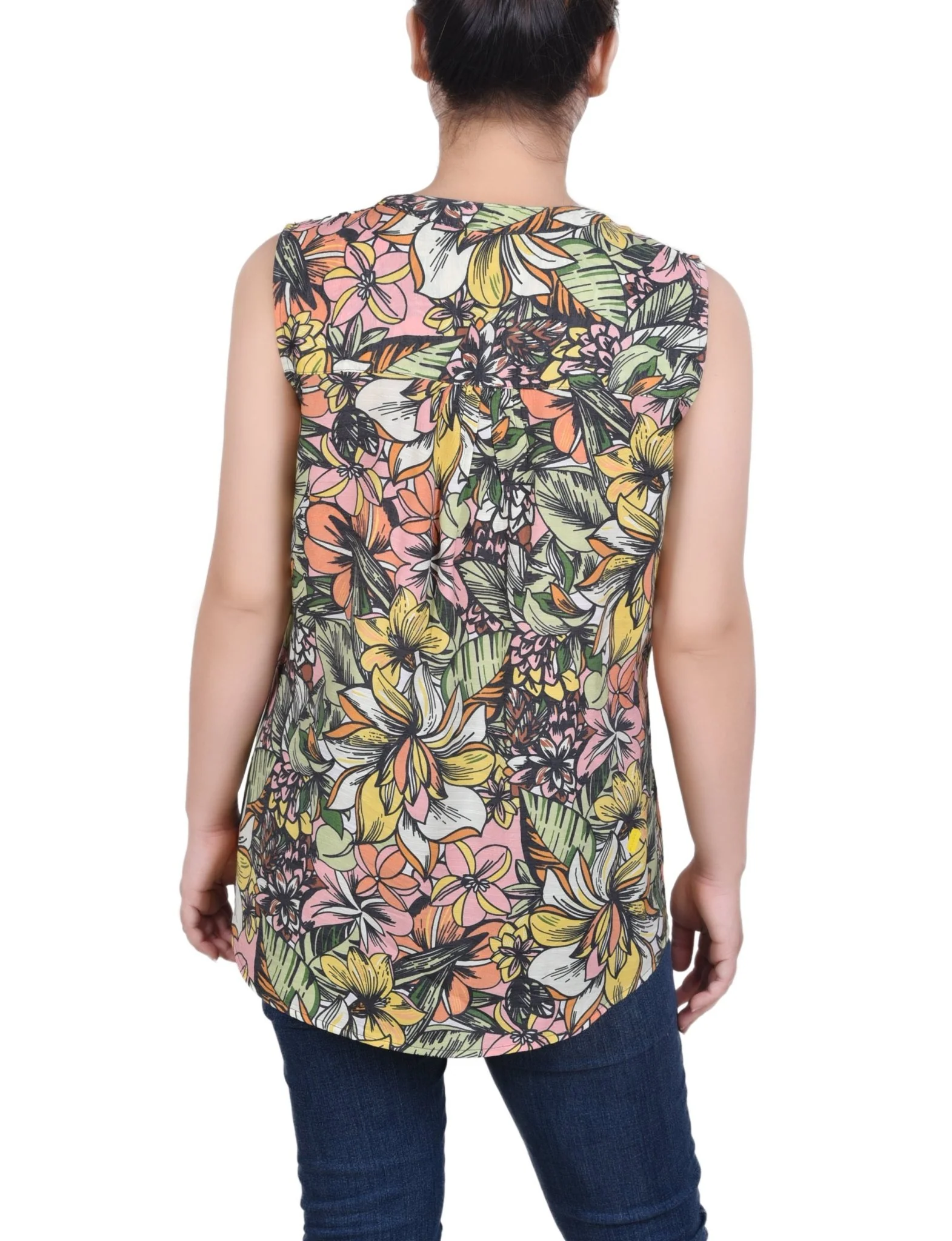 Sleeveless Pintucked Blouse - Petite - Image 3