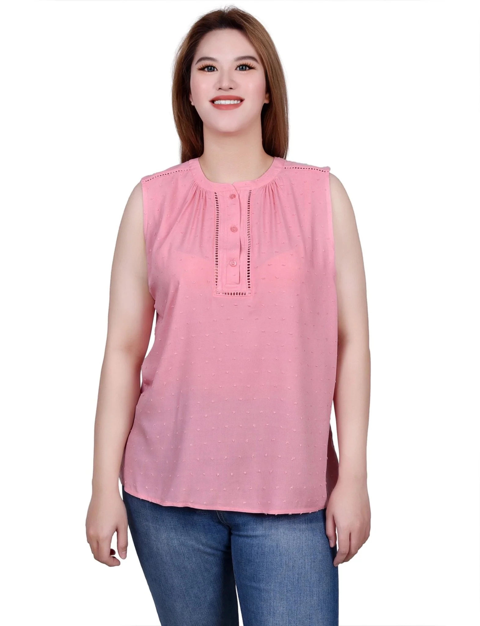 Sleeveless Swiss Dot Blouse - Petite - Image 5