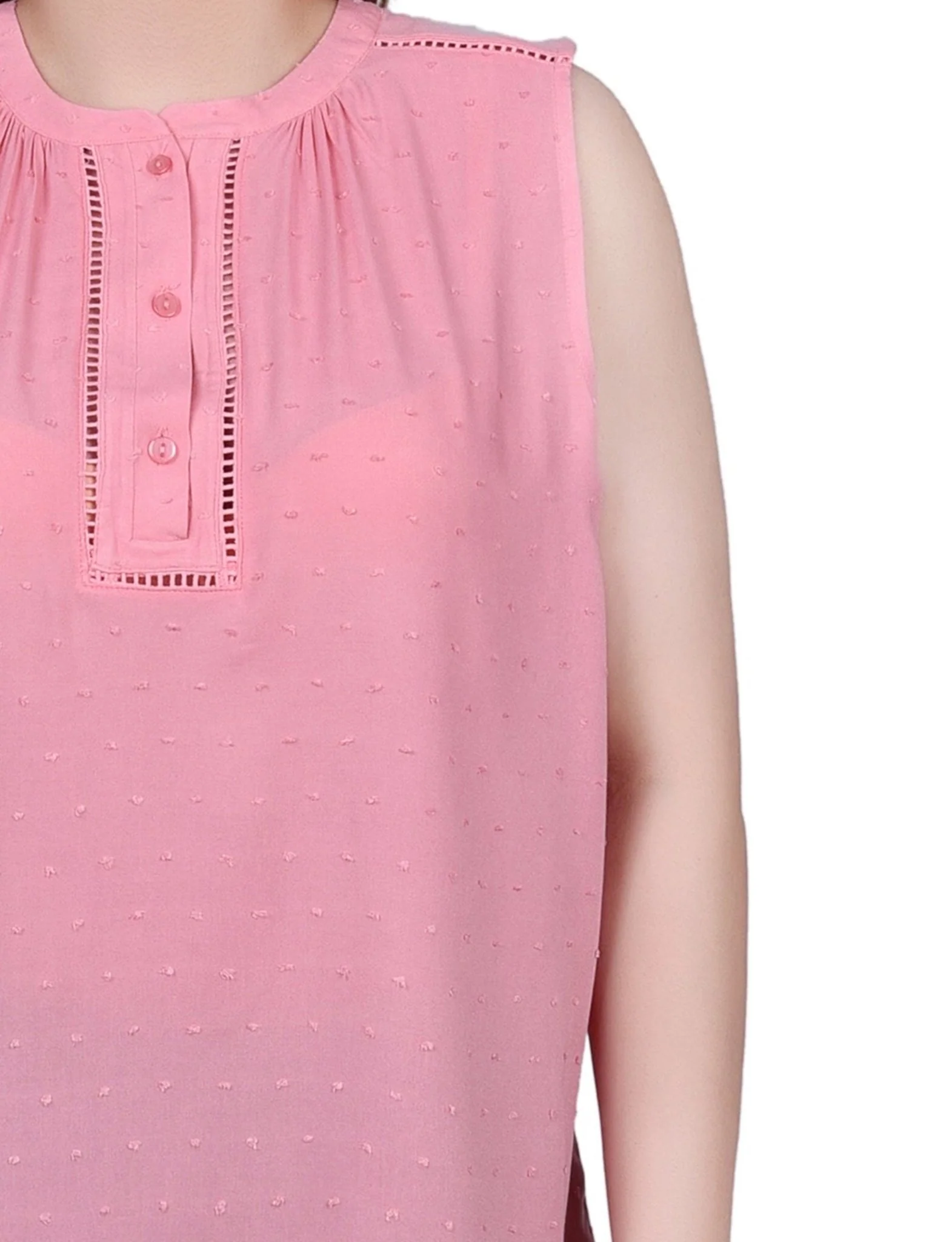 Sleeveless Swiss Dot Blouse - Petite - Image 7