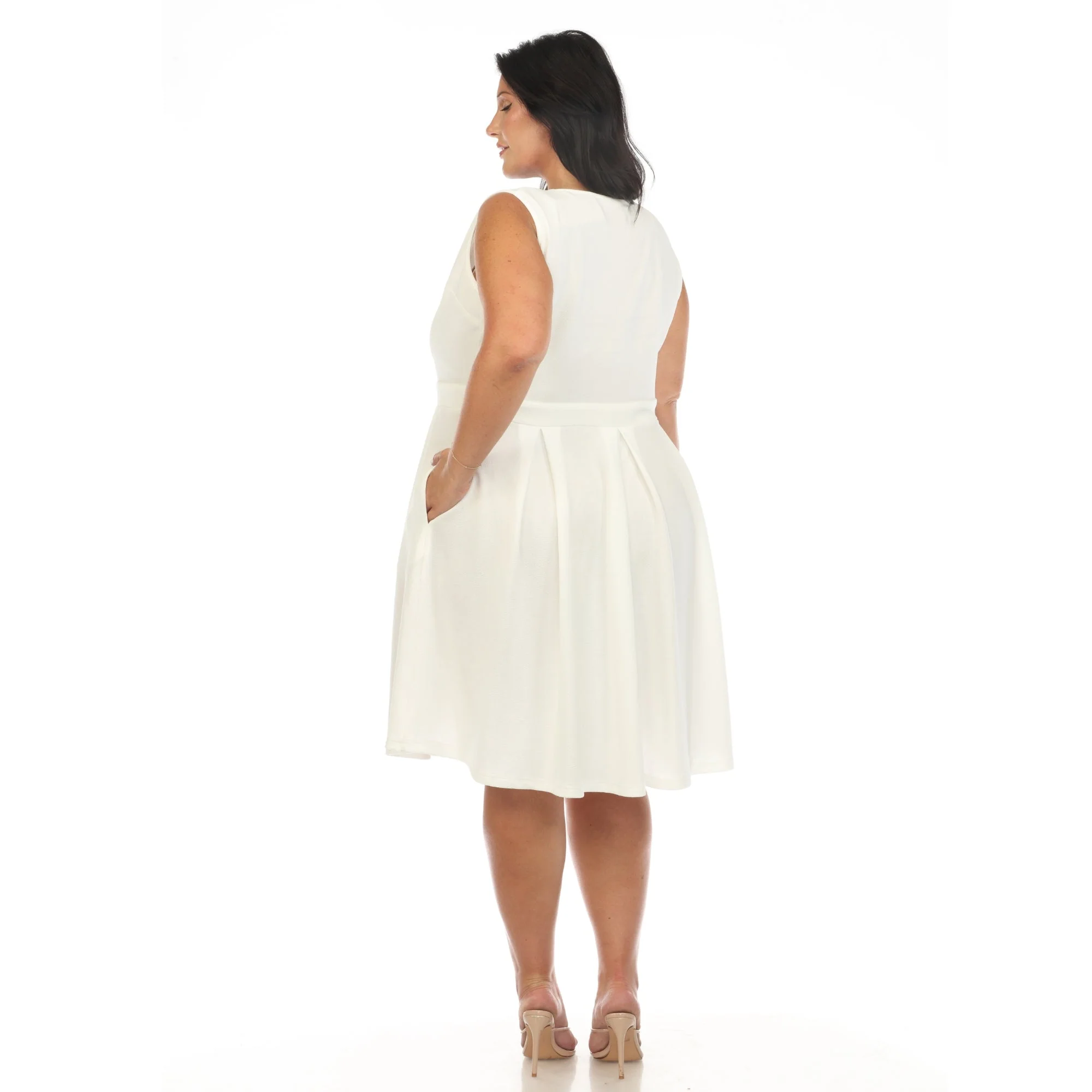 Solid Fit and Flare Dress - Plus - Image 12
