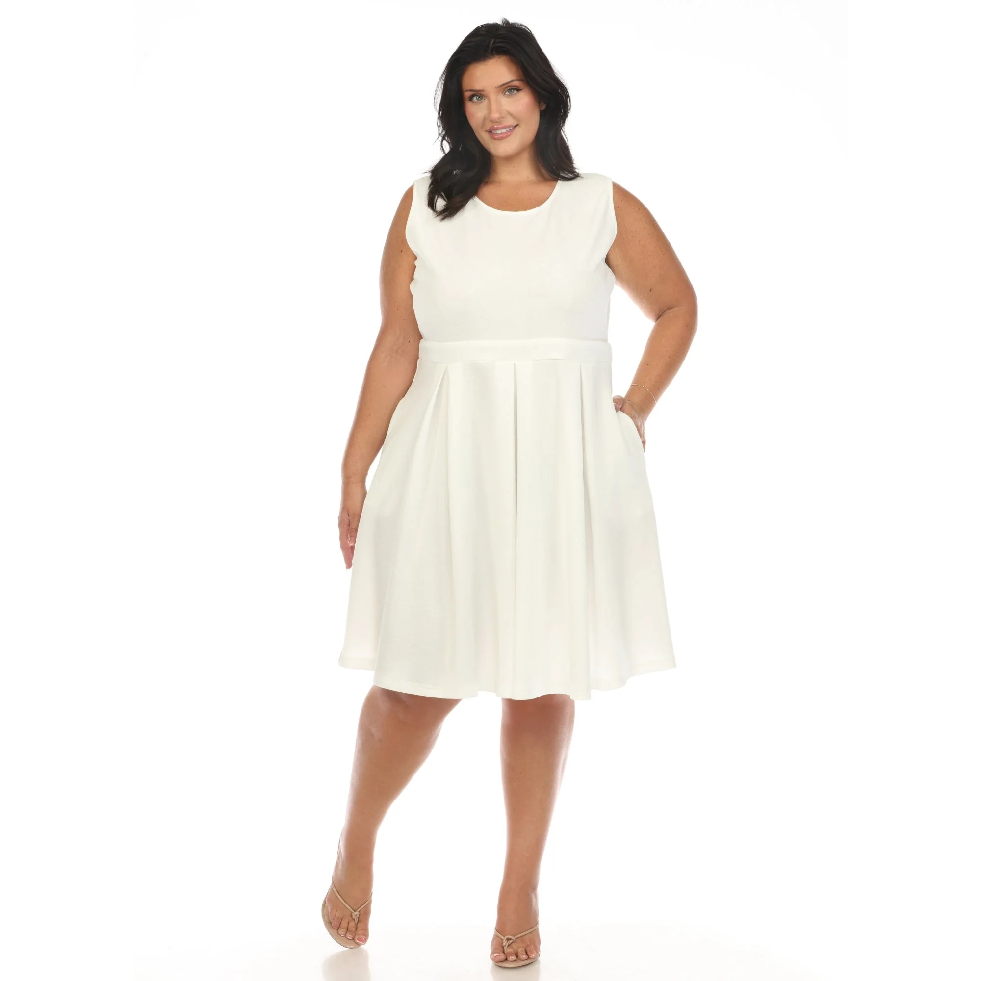 Solid Fit and Flare Dress - Plus - Image 14