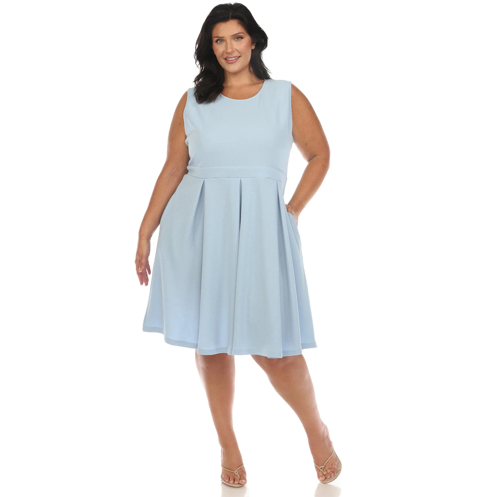 Solid Fit and Flare Dress - Plus - Image 4