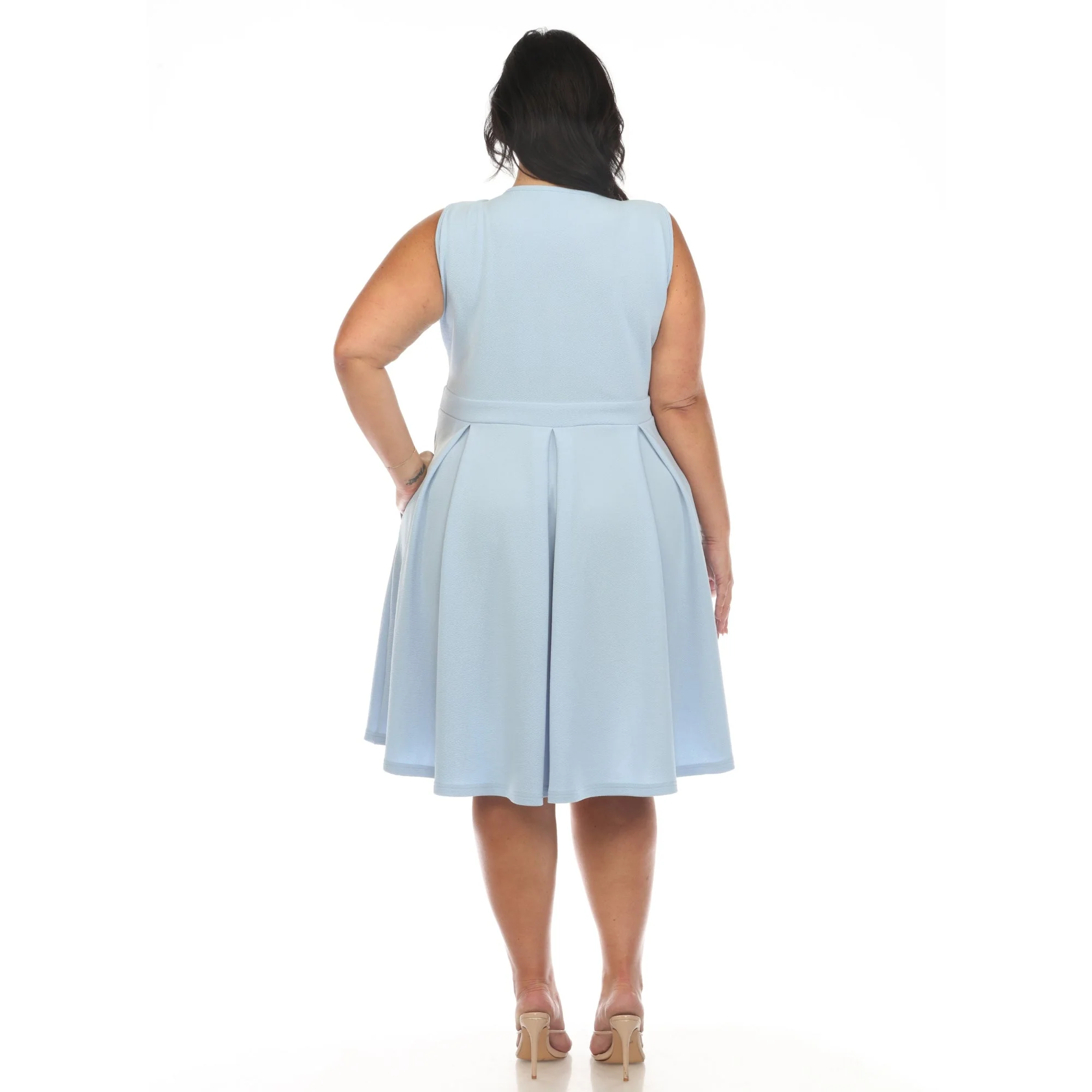 Solid Fit and Flare Dress - Plus - Image 5