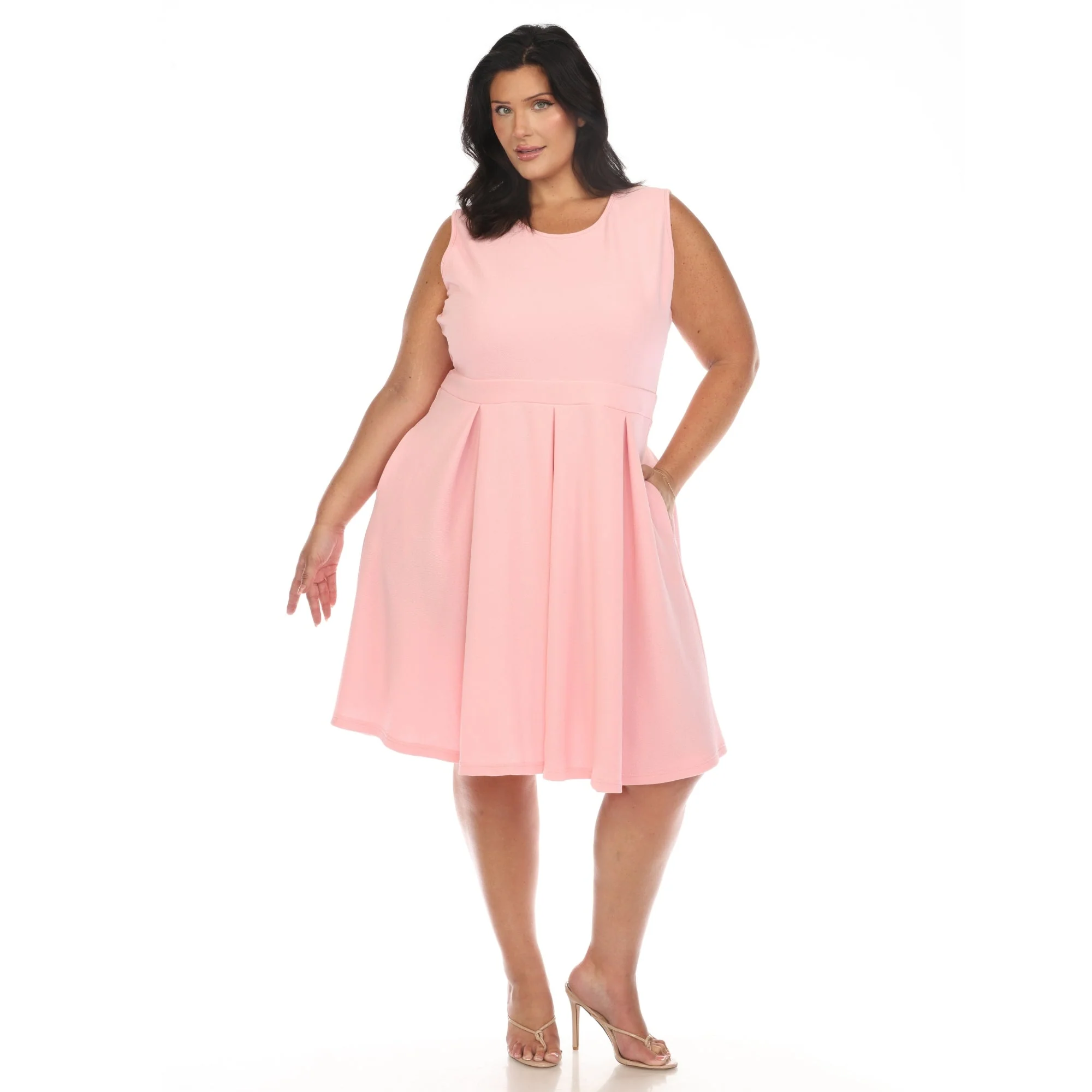 Solid Fit and Flare Dress - Plus - Image 7