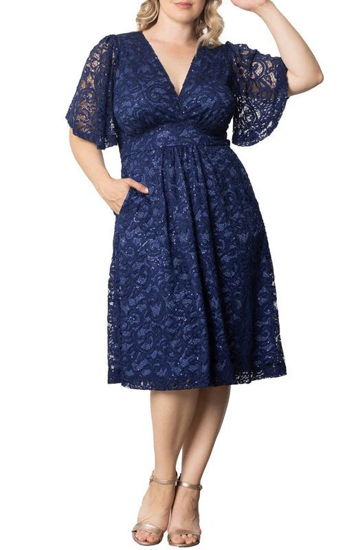 Starry Sequined Lace Cocktail Dress - Plus - Image 12