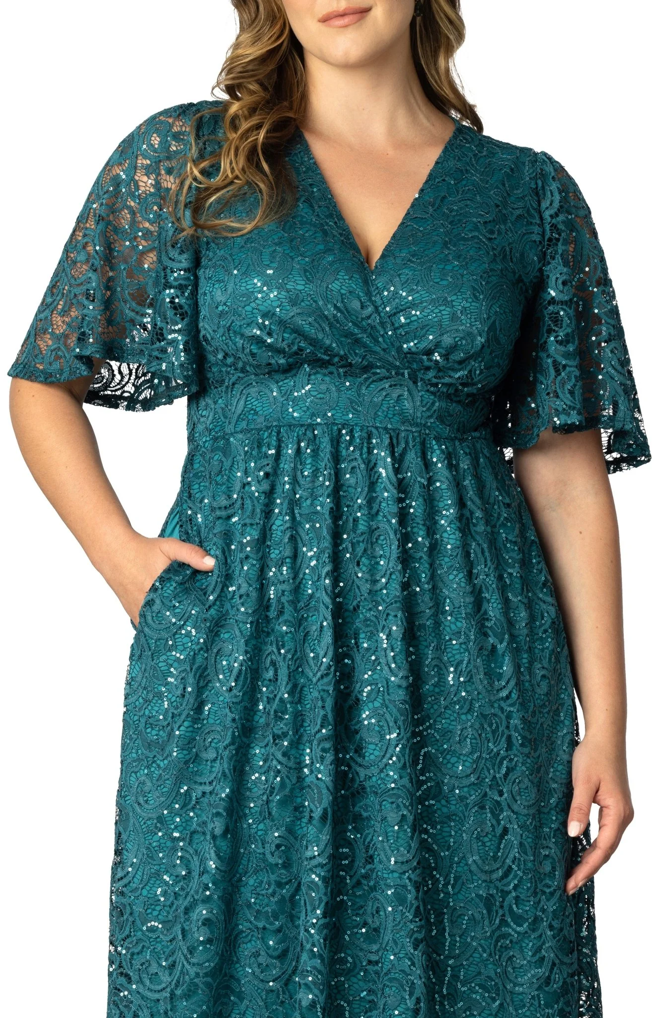 Starry Sequined Lace Cocktail Dress - Plus - Image 7