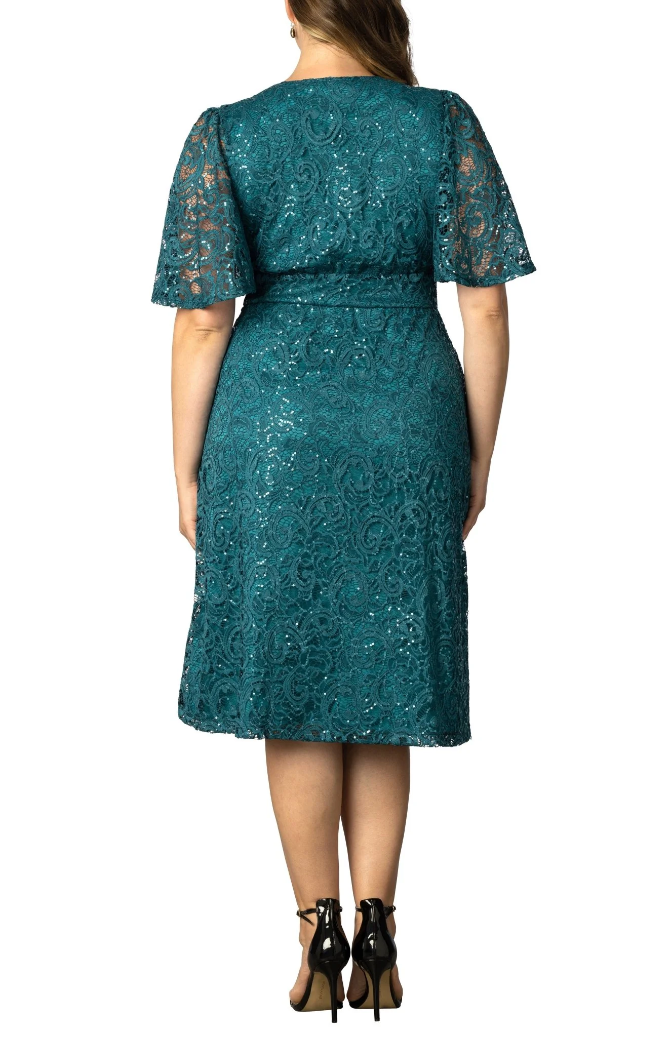 Starry Sequined Lace Cocktail Dress - Plus - Image 9