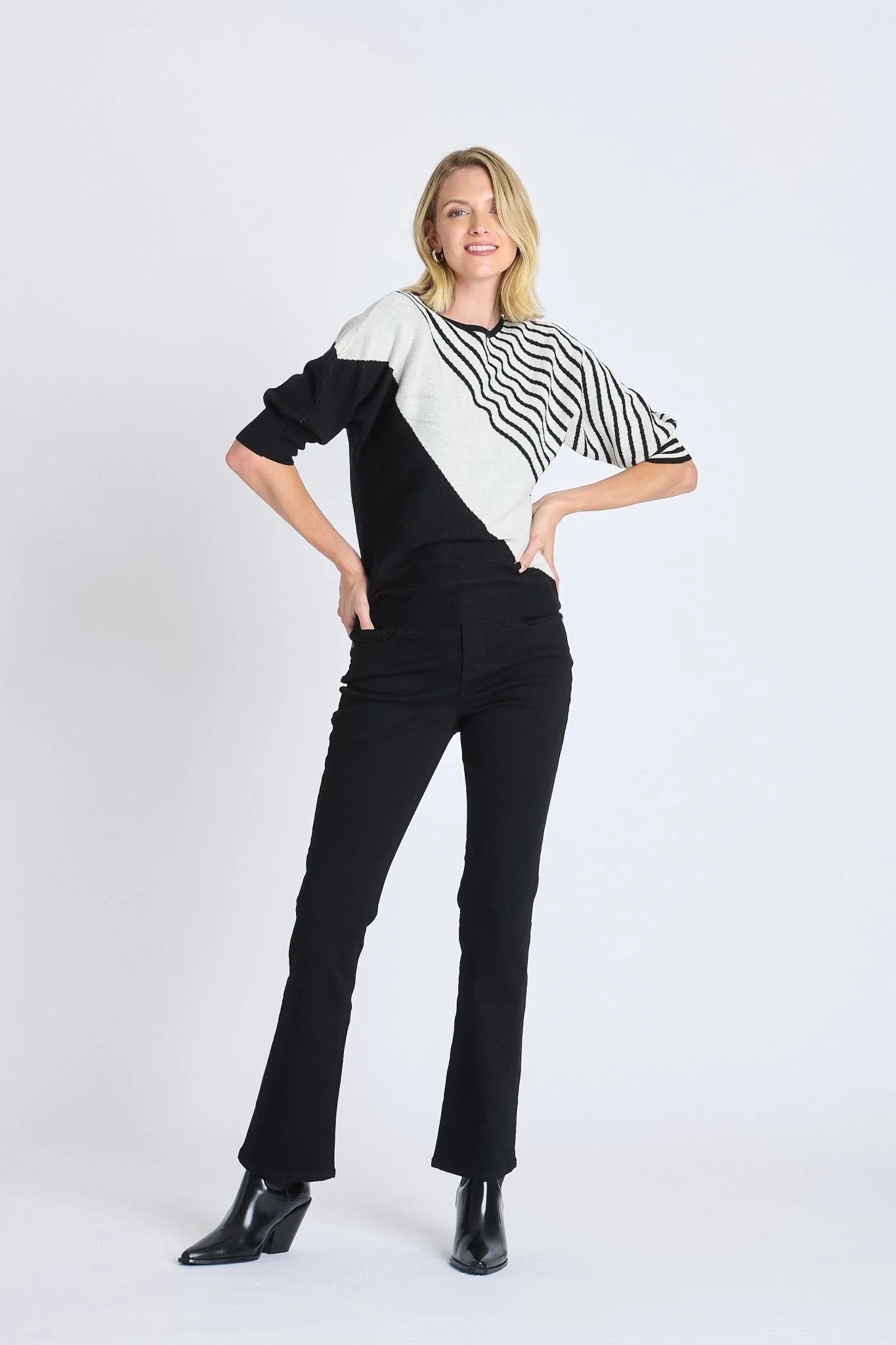 Striped Color Block Dolman Sweater - Image 6