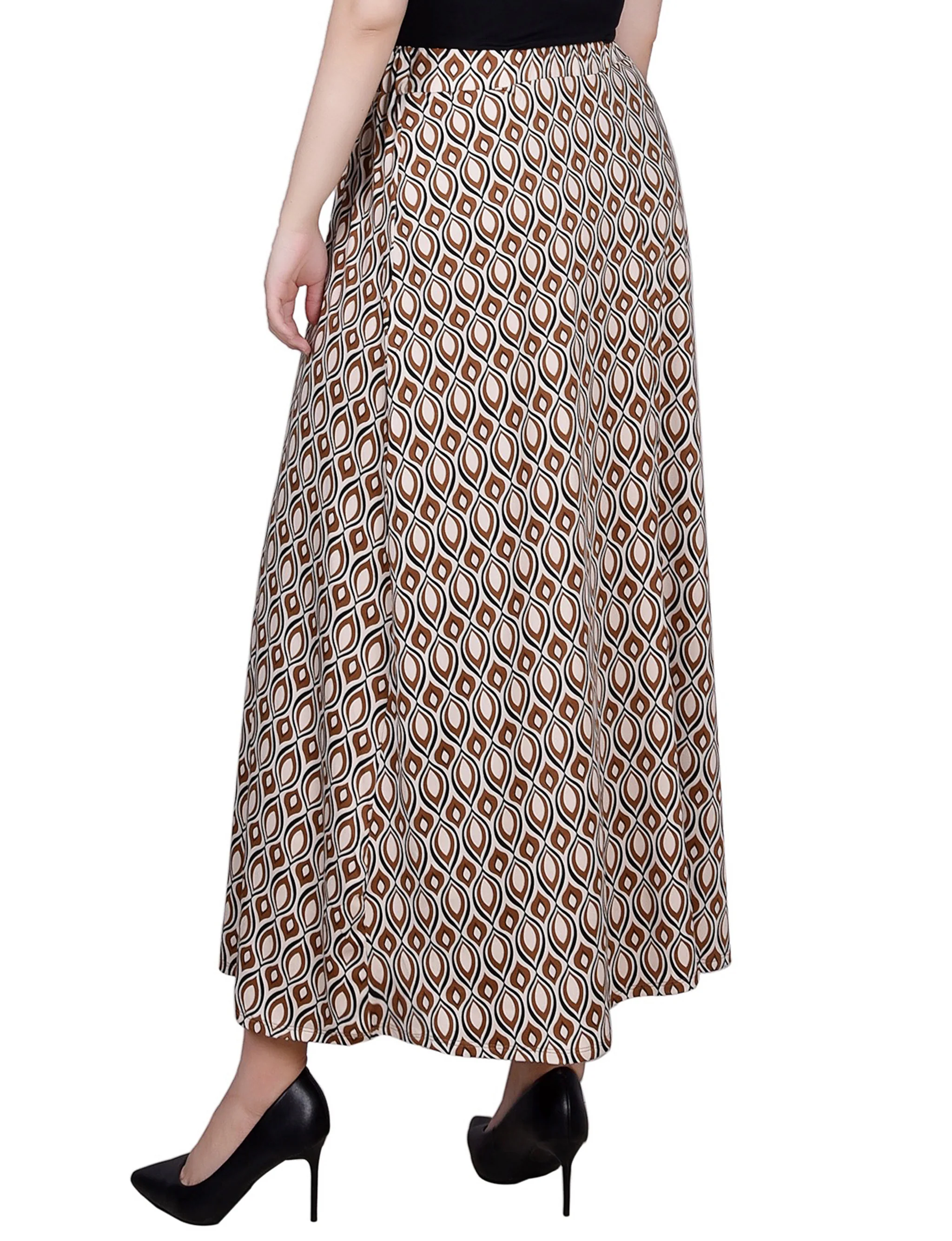 Tan Black Ogee Ring Detail Midi-Length Skirt - Petite - Image 4