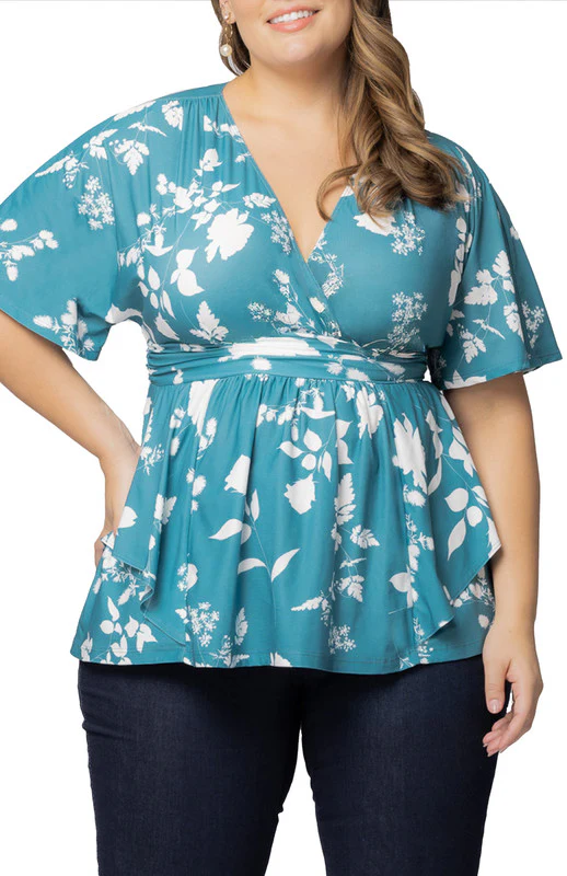Turquoise Encore Print Top - Plus - Image 3