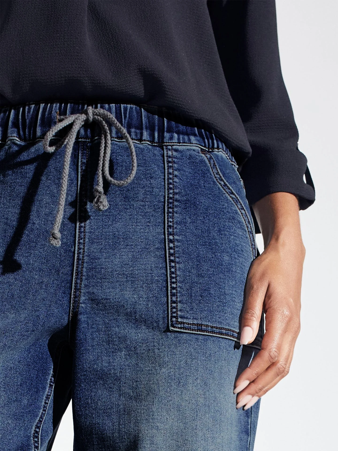 Westport Knit Denim Weekender Pant with Pockets and Drawstring Waist - Image 6