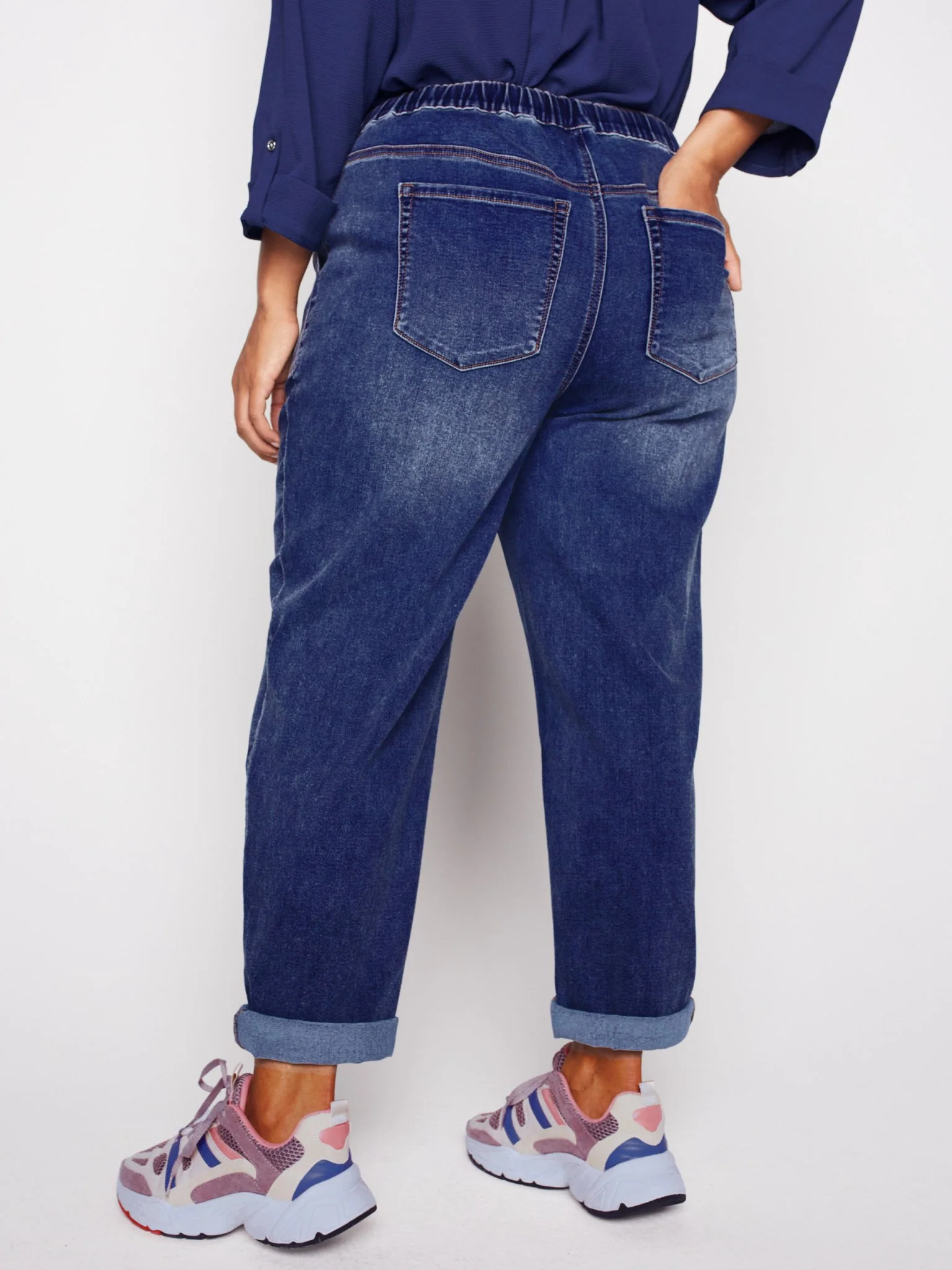 Westport Knit Denim Weekender Pant with Pockets and Drawstring Waist  - Plus - Image 3