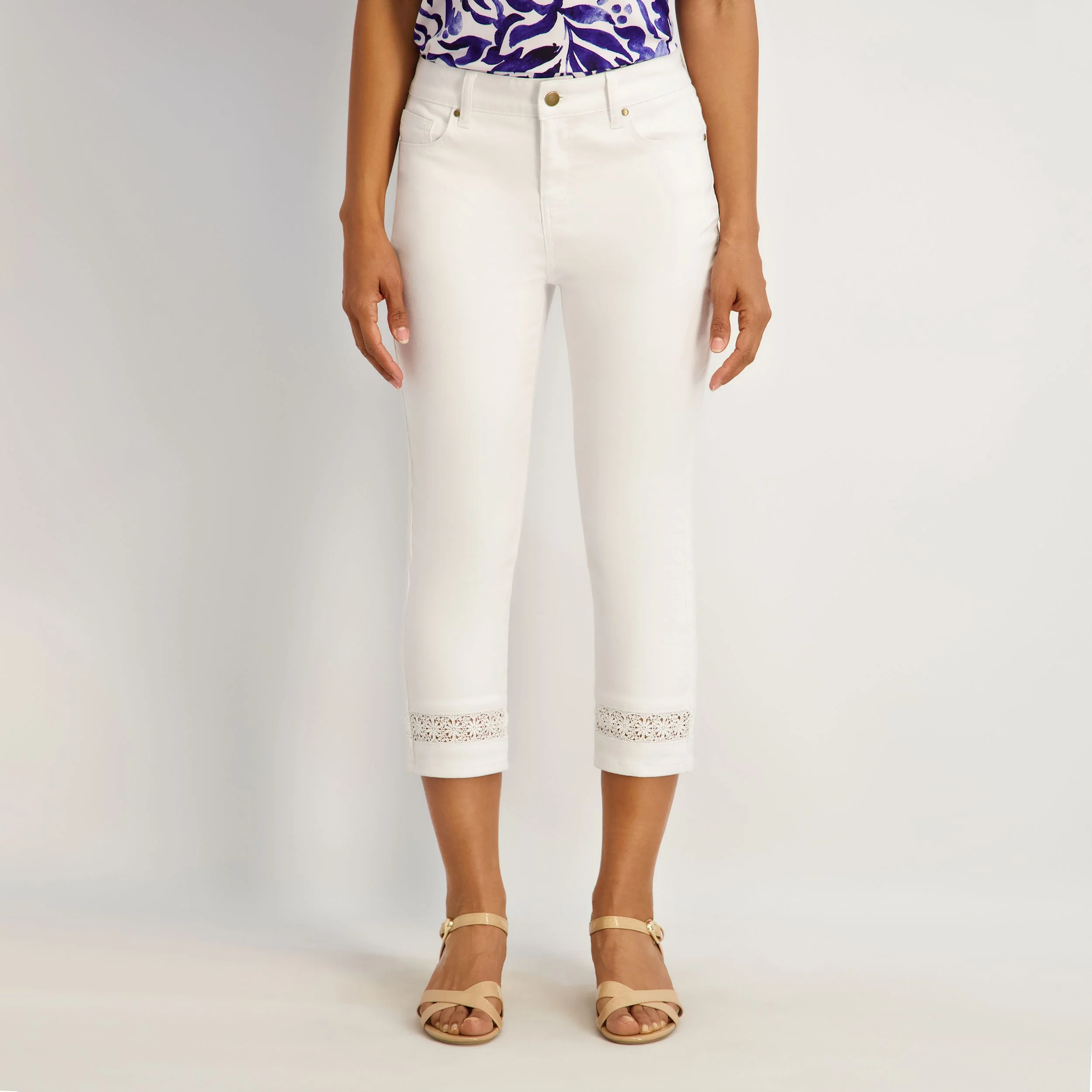 Westport Signature Crochet Capri in White - Image 2