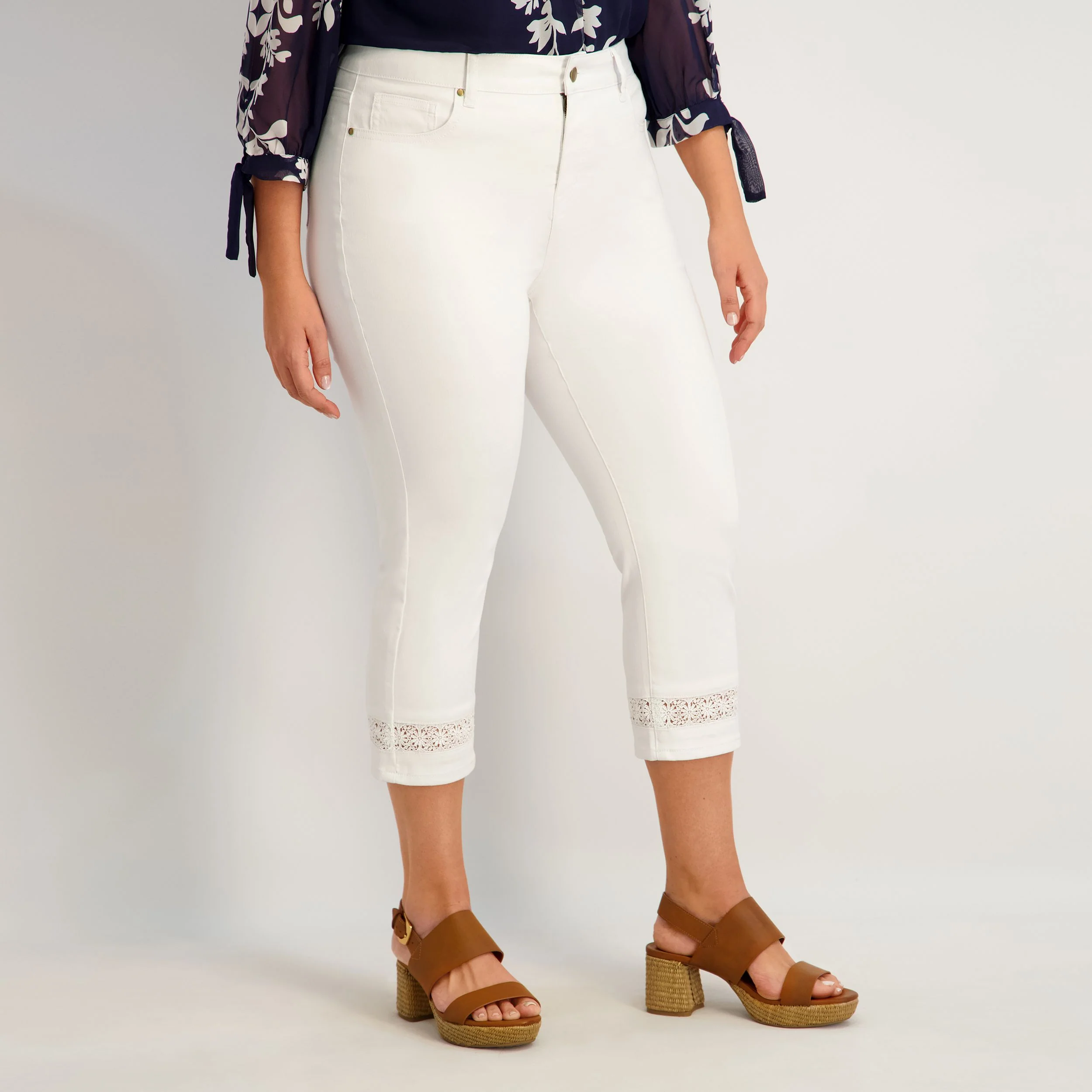 Westport Signature Crochet Capri in White - Plus - Image 3