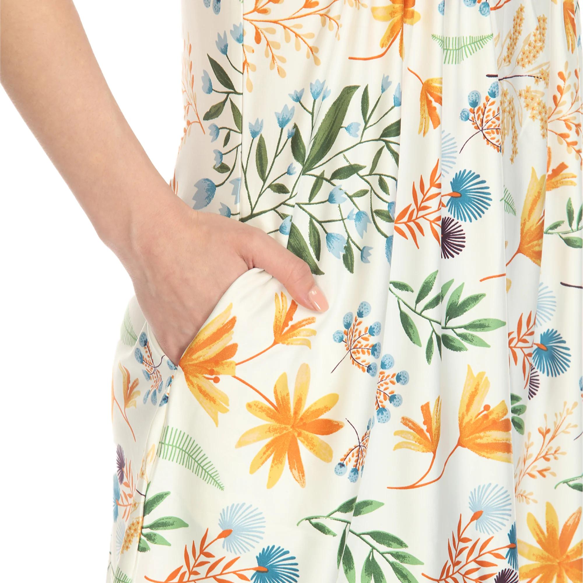 White Floral Sleeveless Tunic Top - Image 4