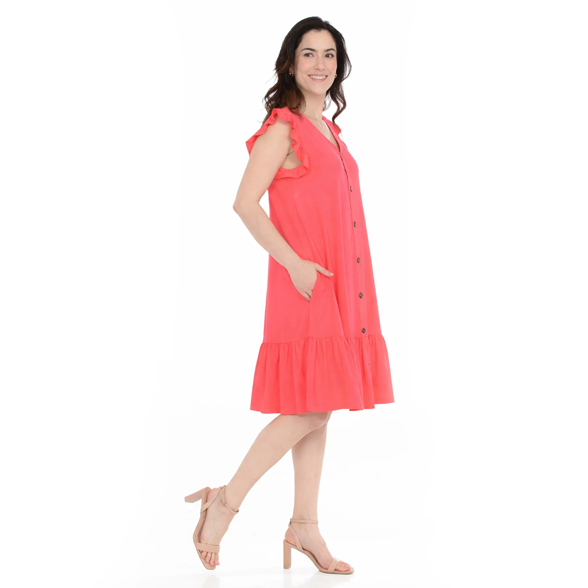 Women's Button Front Tiered Swing Dress - Image 12