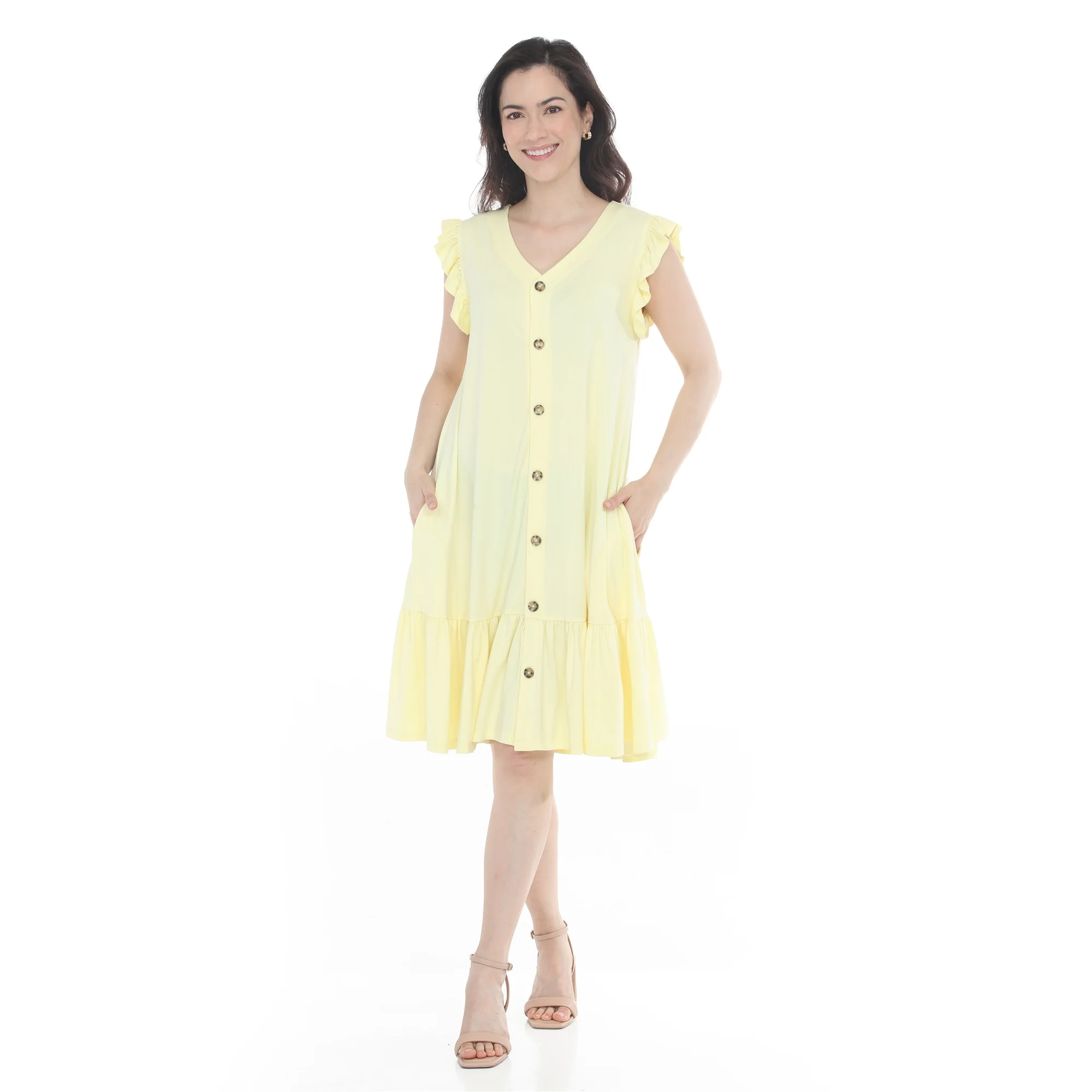 Women's Button Front Tiered Swing Dress - Image 25