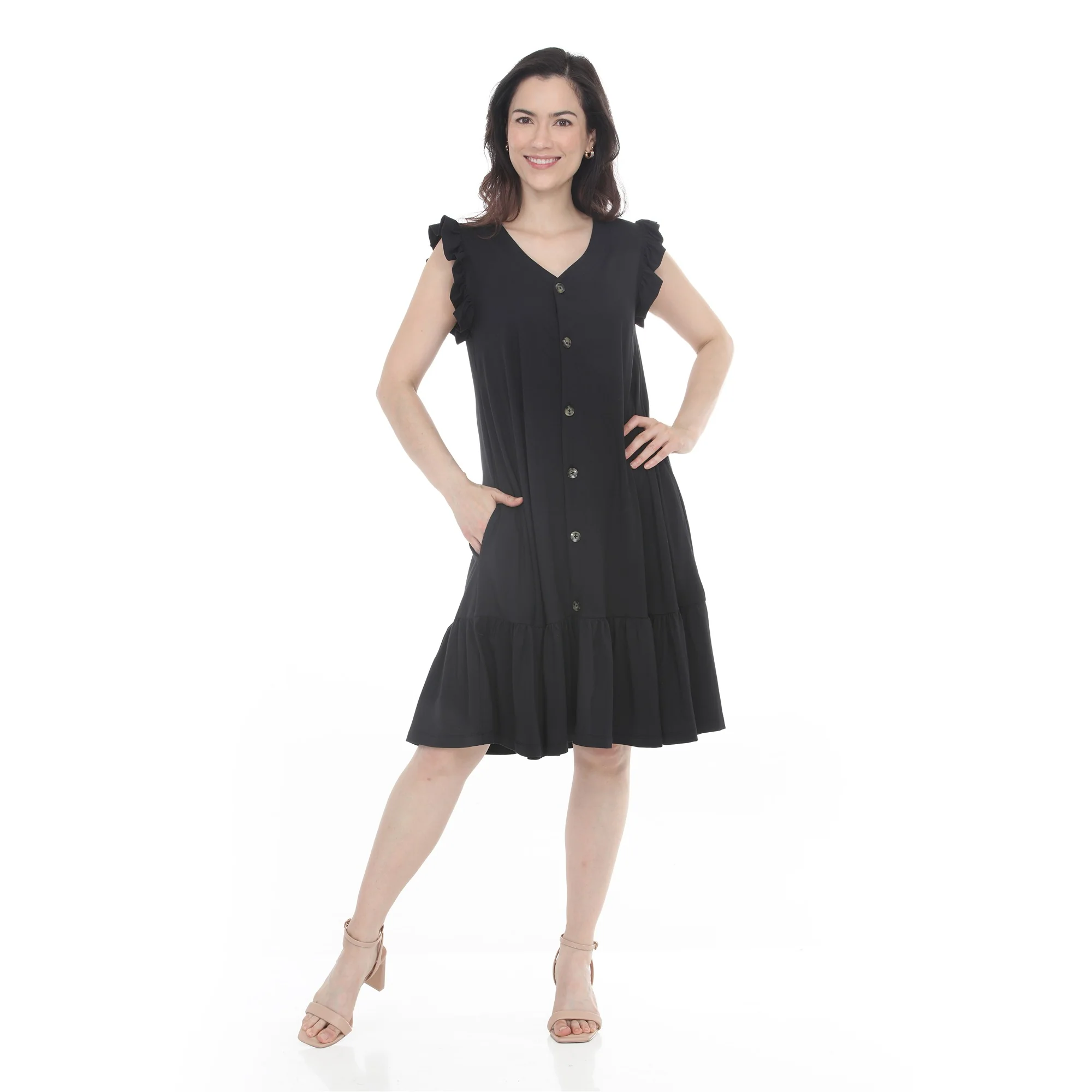 Women's Button Front Tiered Swing Dress - Image 5