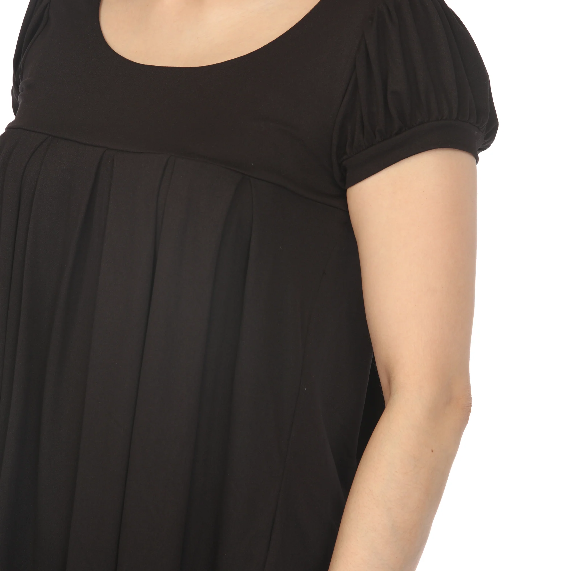 Women's Cap Sleeve Pleated Top - Black - Image 4