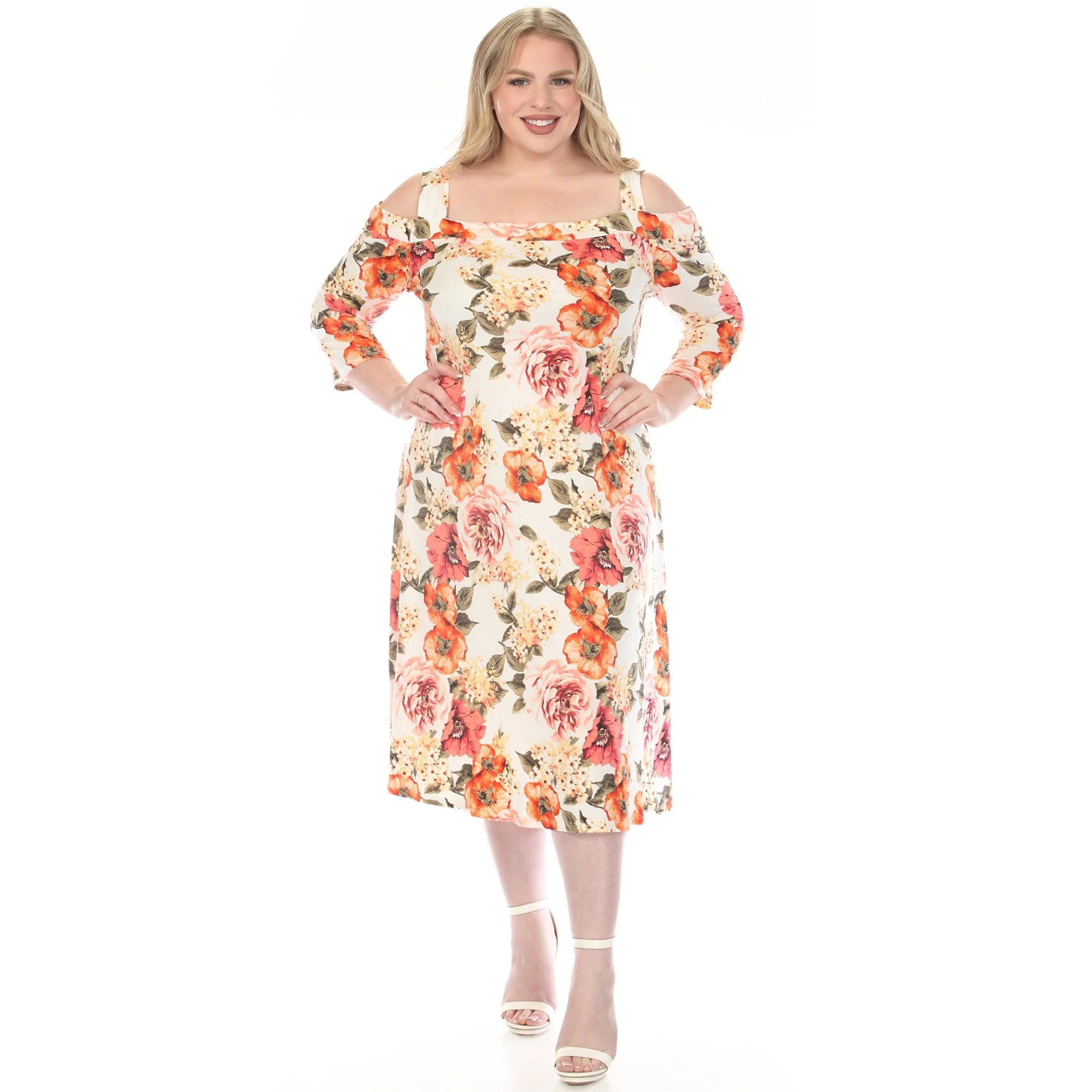 Women's  Cold Shoulder 3/4 Sleeve Dress - Image 11