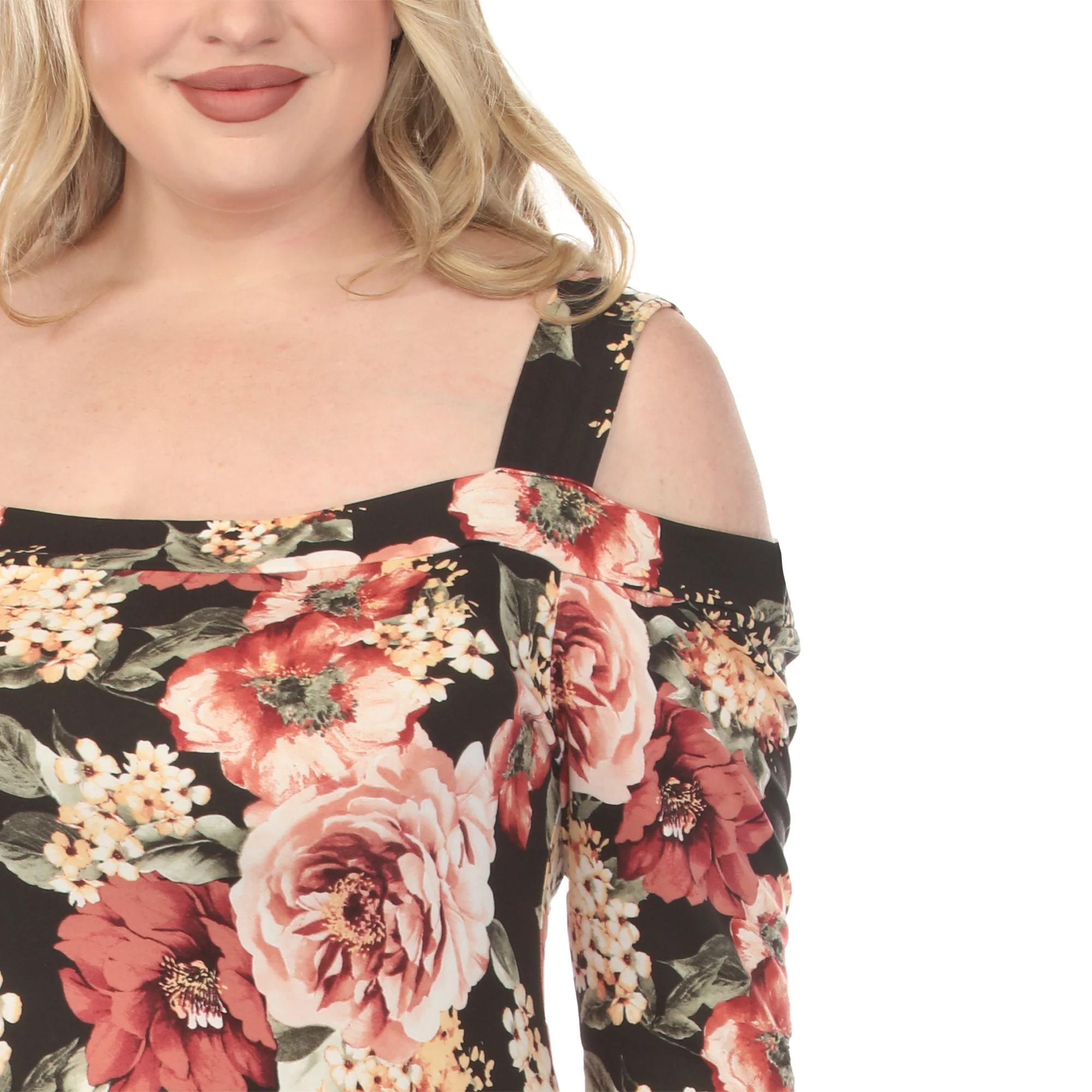 Women's  Cold Shoulder 3/4 Sleeve Dress - Image 4