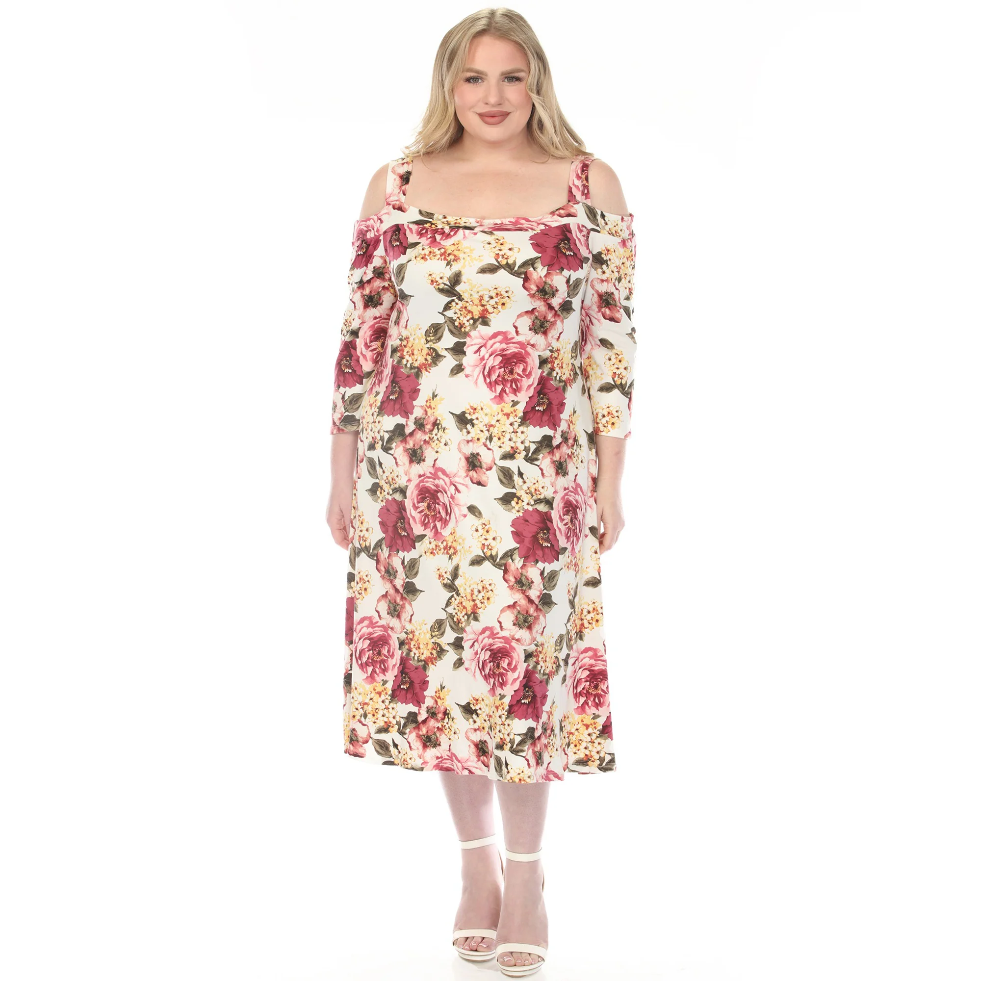 Women's  Cold Shoulder 3/4 Sleeve Dress - Image 6