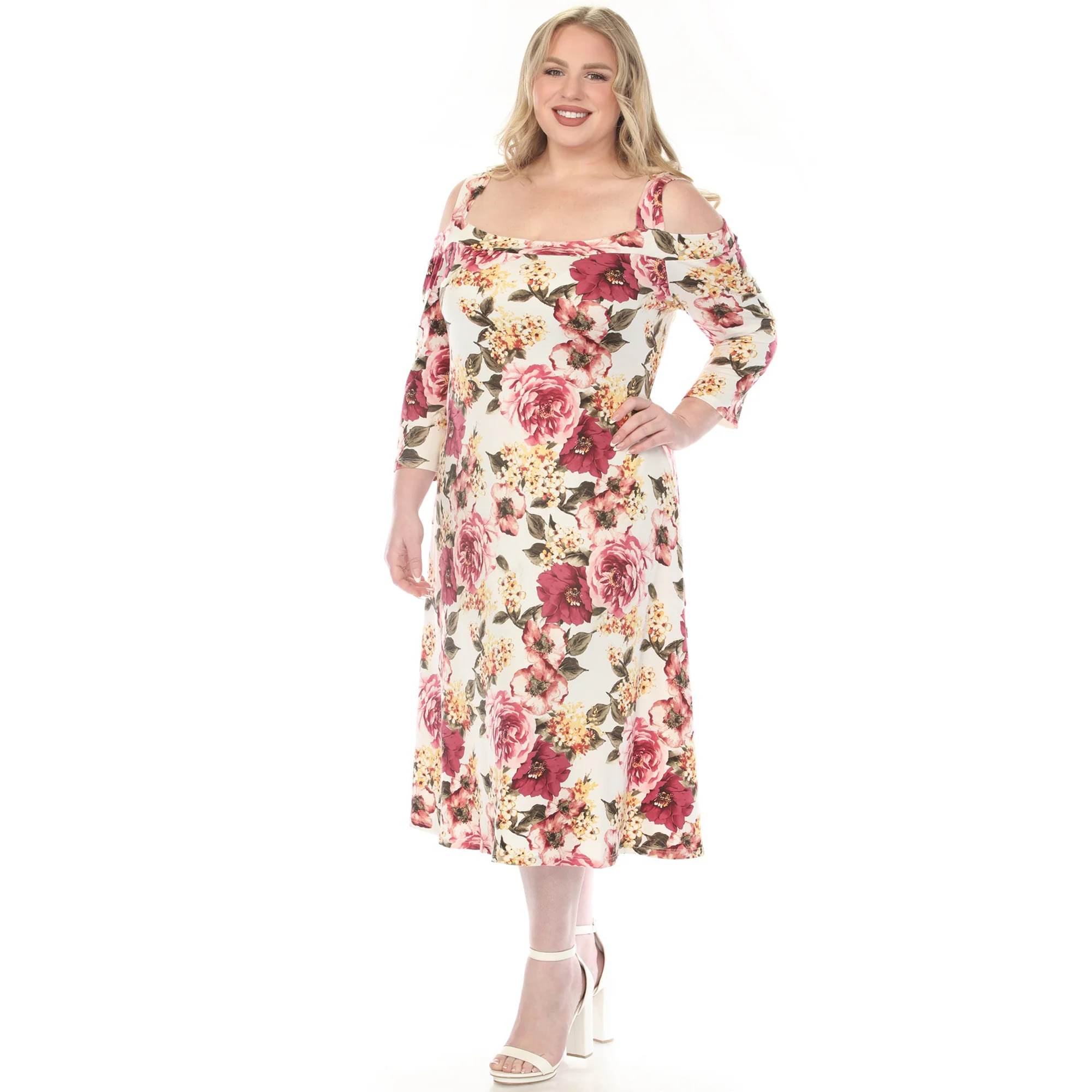 Women's  Cold Shoulder 3/4 Sleeve Dress - Image 7