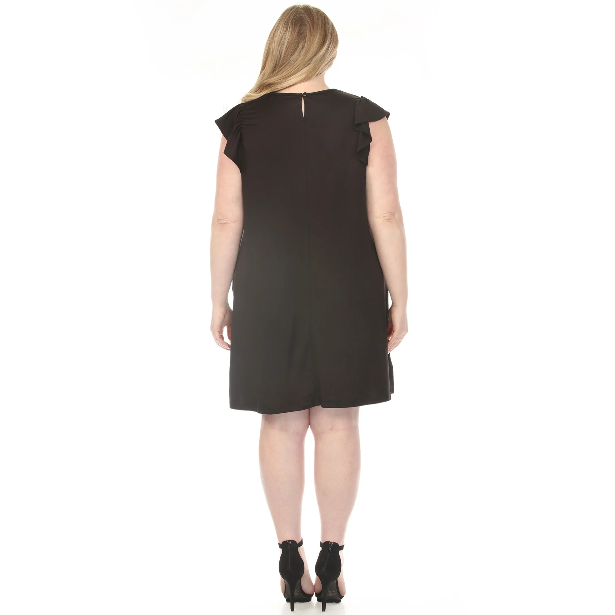 Women's  Crew Neck Ruffle Sleeve Dress - Image 3