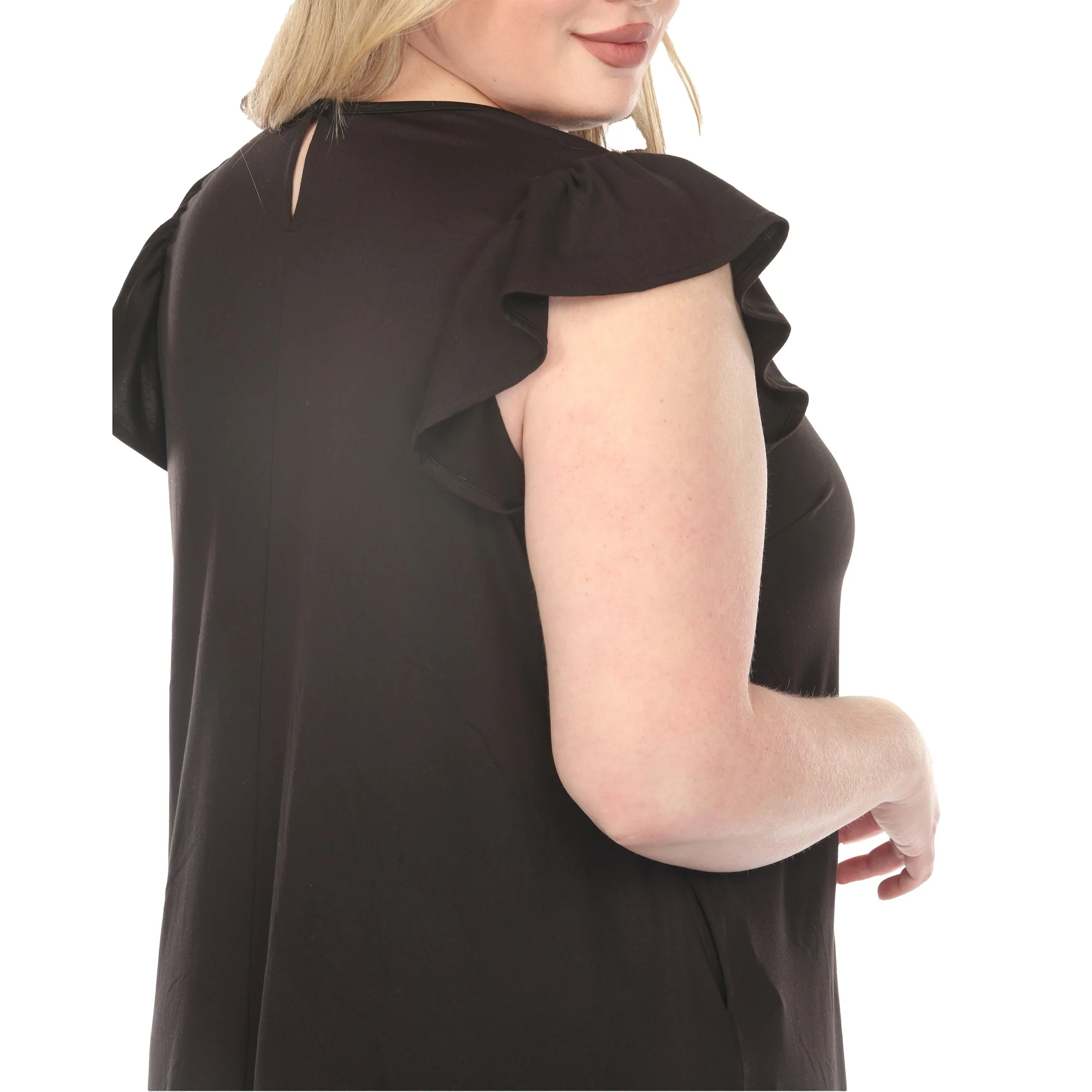 Women's  Crew Neck Ruffle Sleeve Dress - Image 4