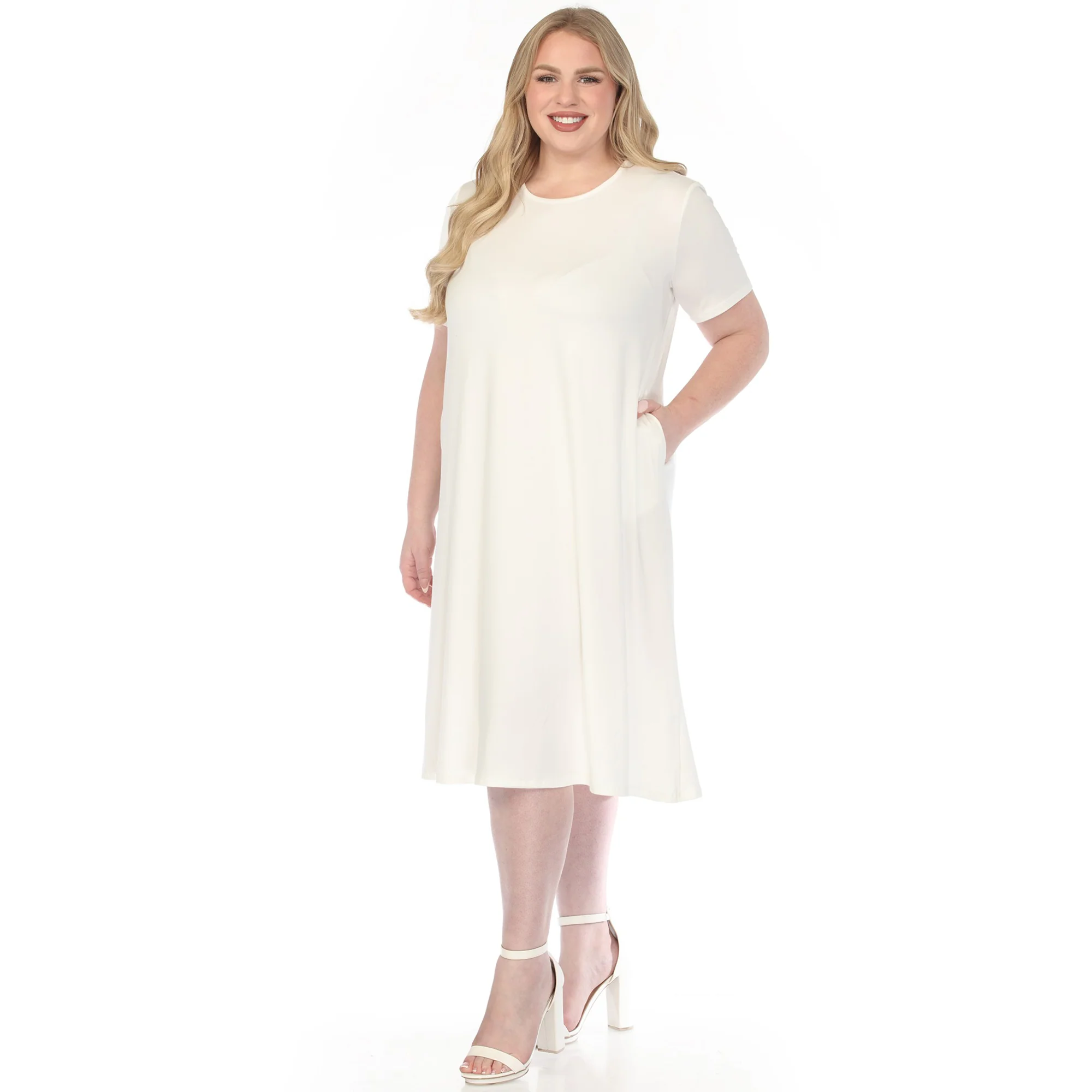 Women's  Crew Neck T-Shirt Dress - Image 7
