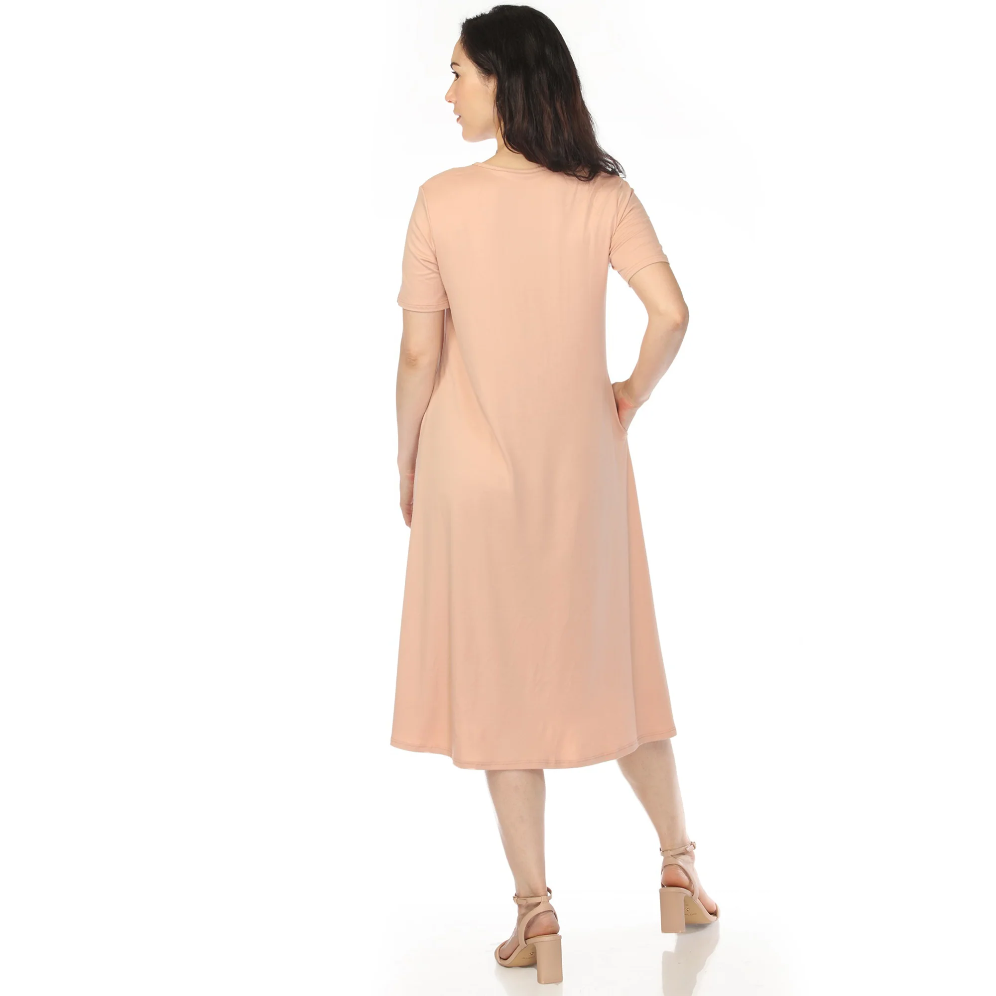 Women's Crew Neck T-Shirt Dress - Rose Gold - Image 3