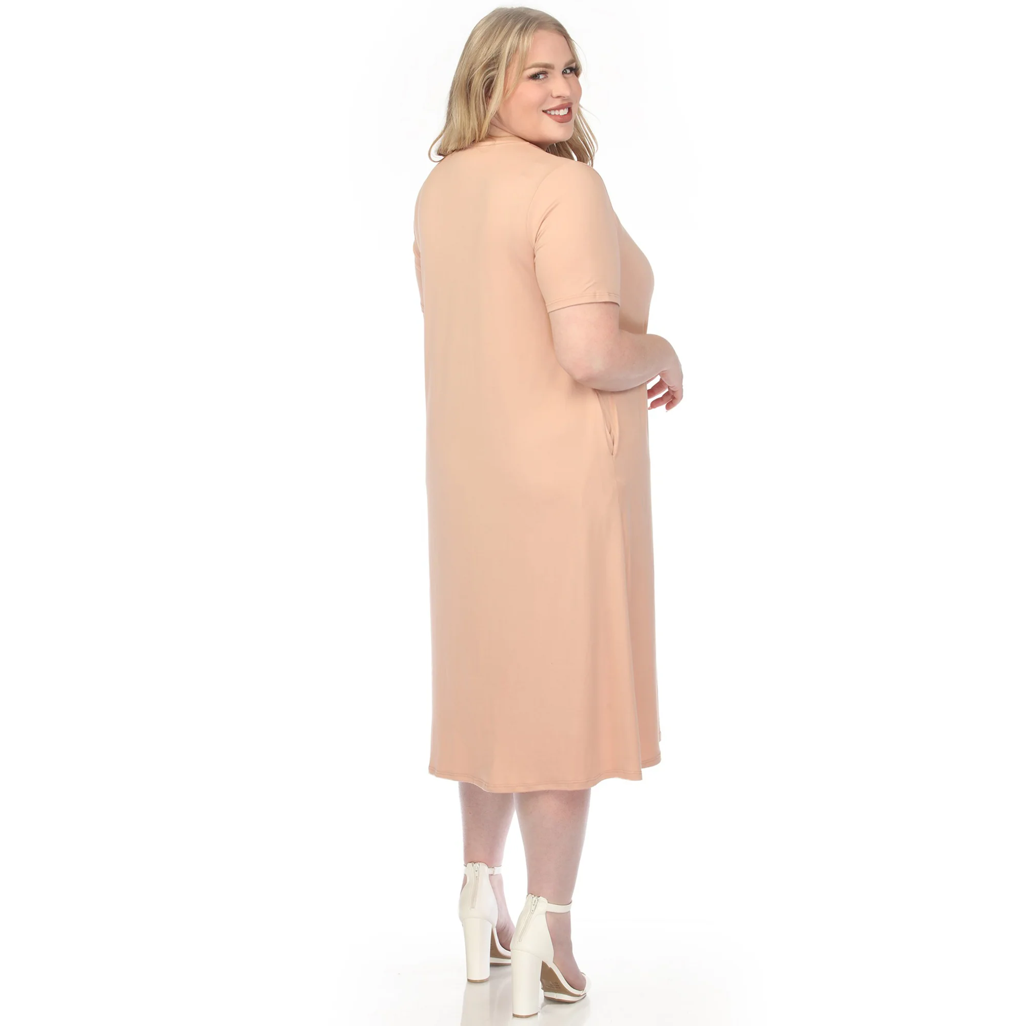 Women's  Crew Neck T-Shirt Dress - Rose Gold - Plus - Image 3