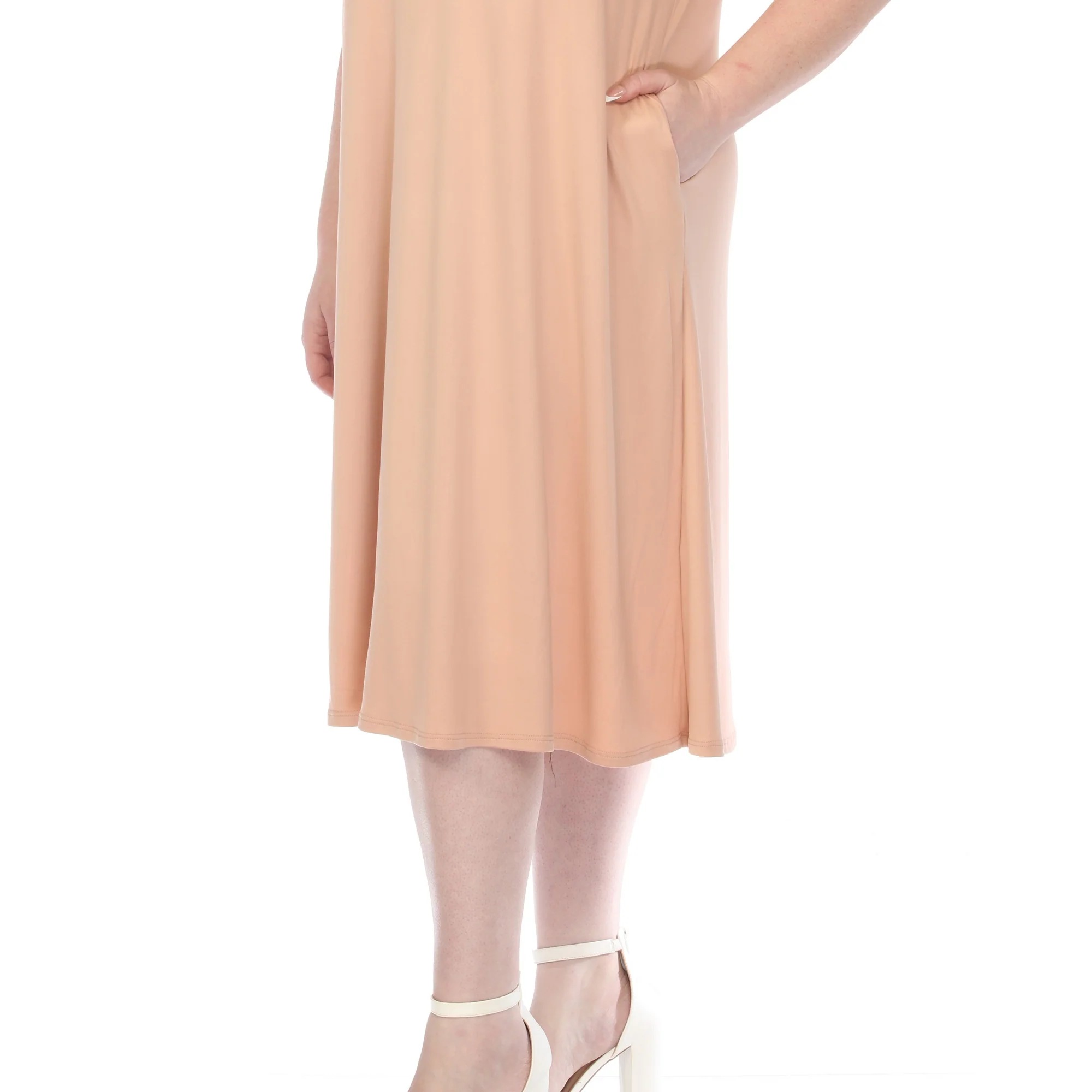 Women's  Crew Neck T-Shirt Dress - Rose Gold - Plus - Image 4