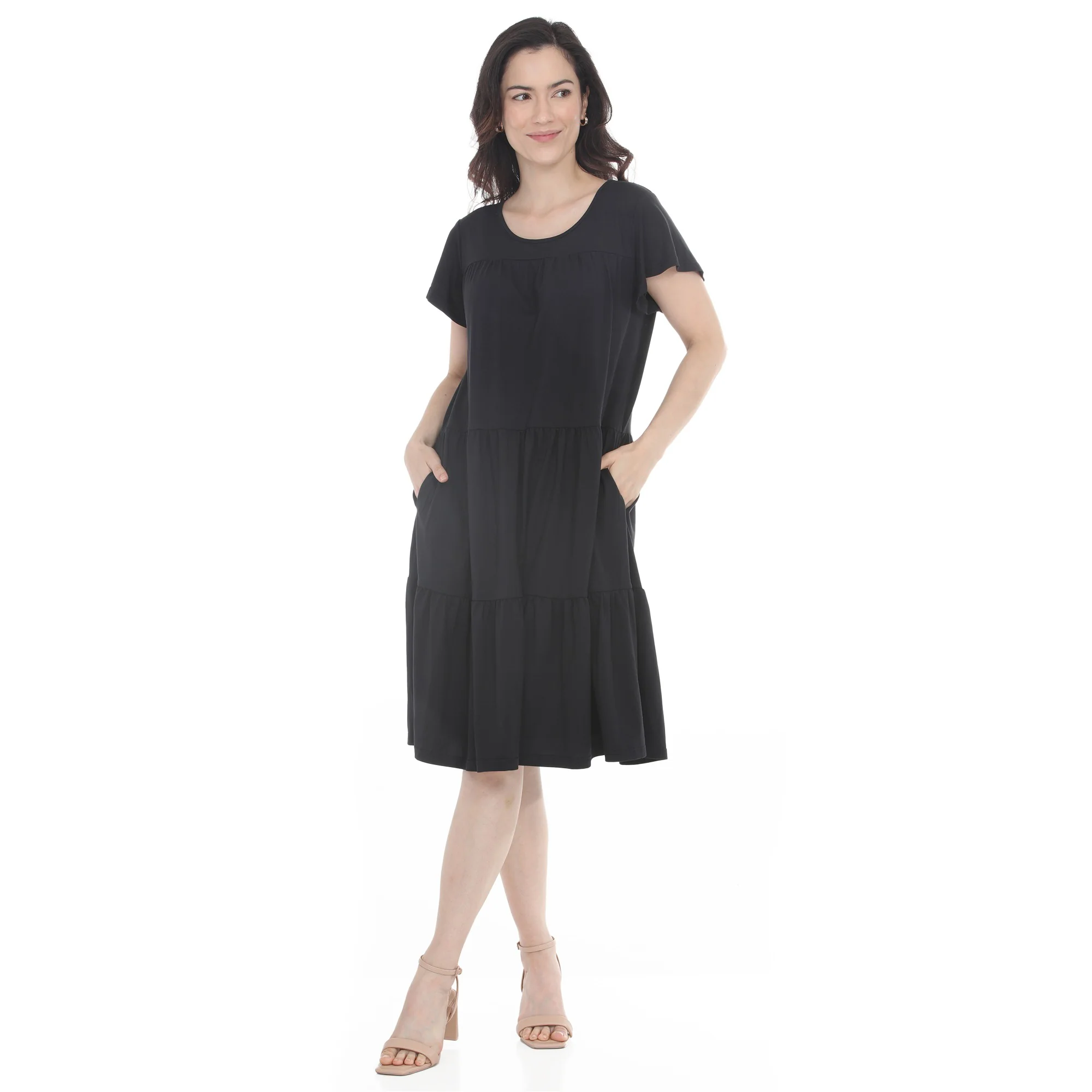 Women's Flutter Sleeve Ruffle Tiered Dress - Image 15