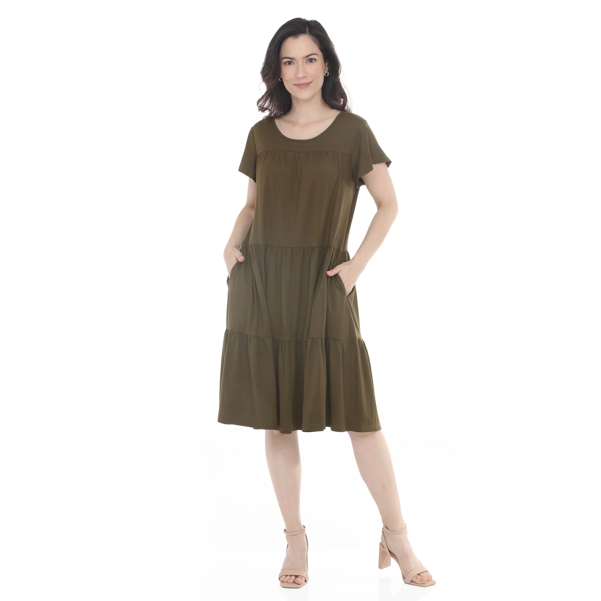 Women's Flutter Sleeve Ruffle Tiered Dress - Image 20