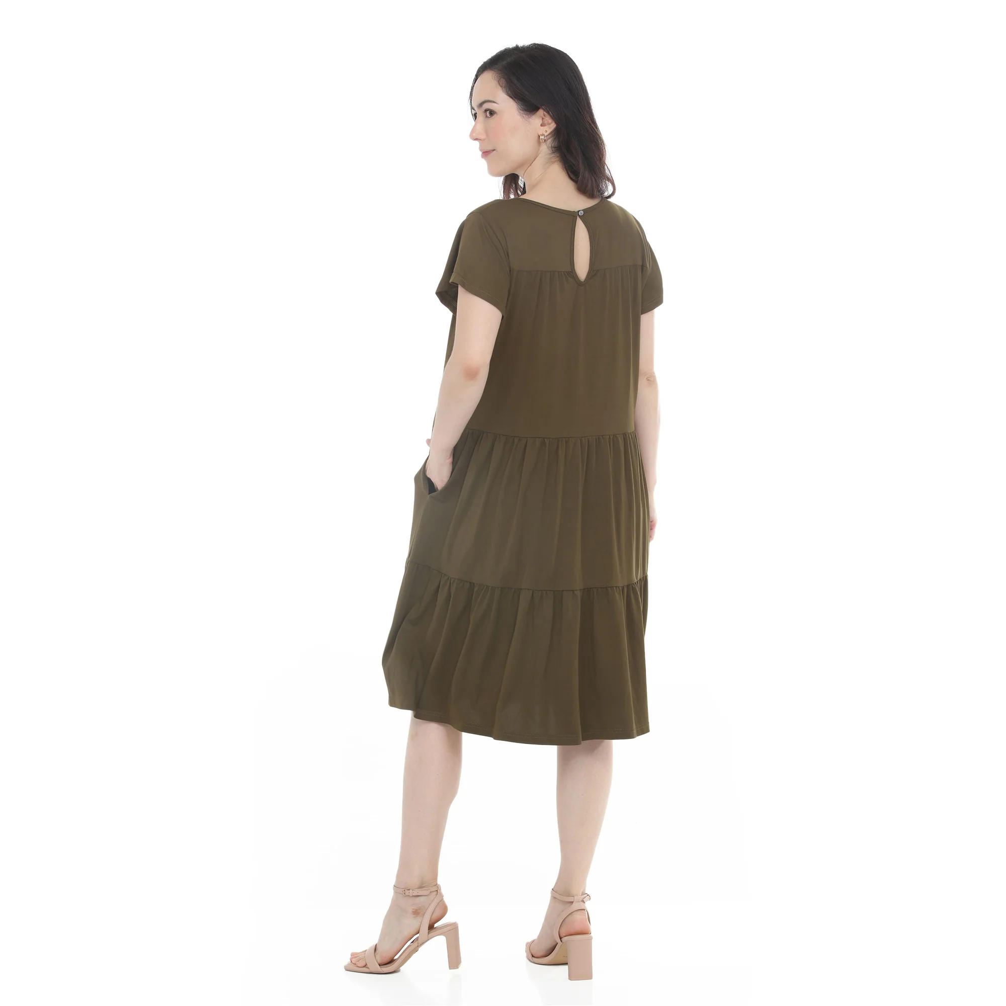 Women's Flutter Sleeve Ruffle Tiered Dress - Image 22