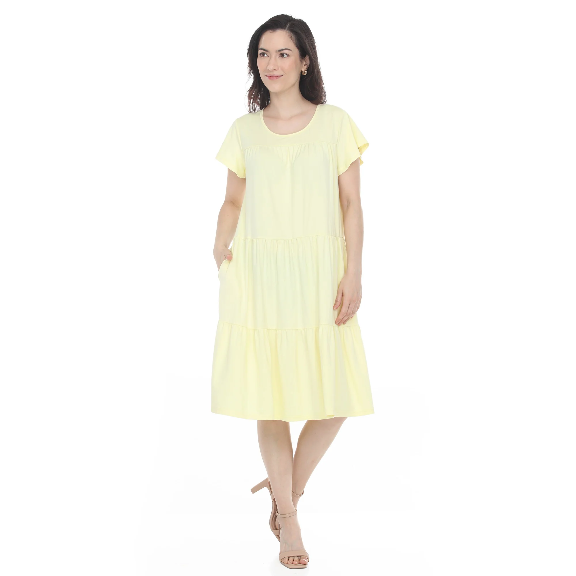 Women's Flutter Sleeve Ruffle Tiered Dress - Image 25