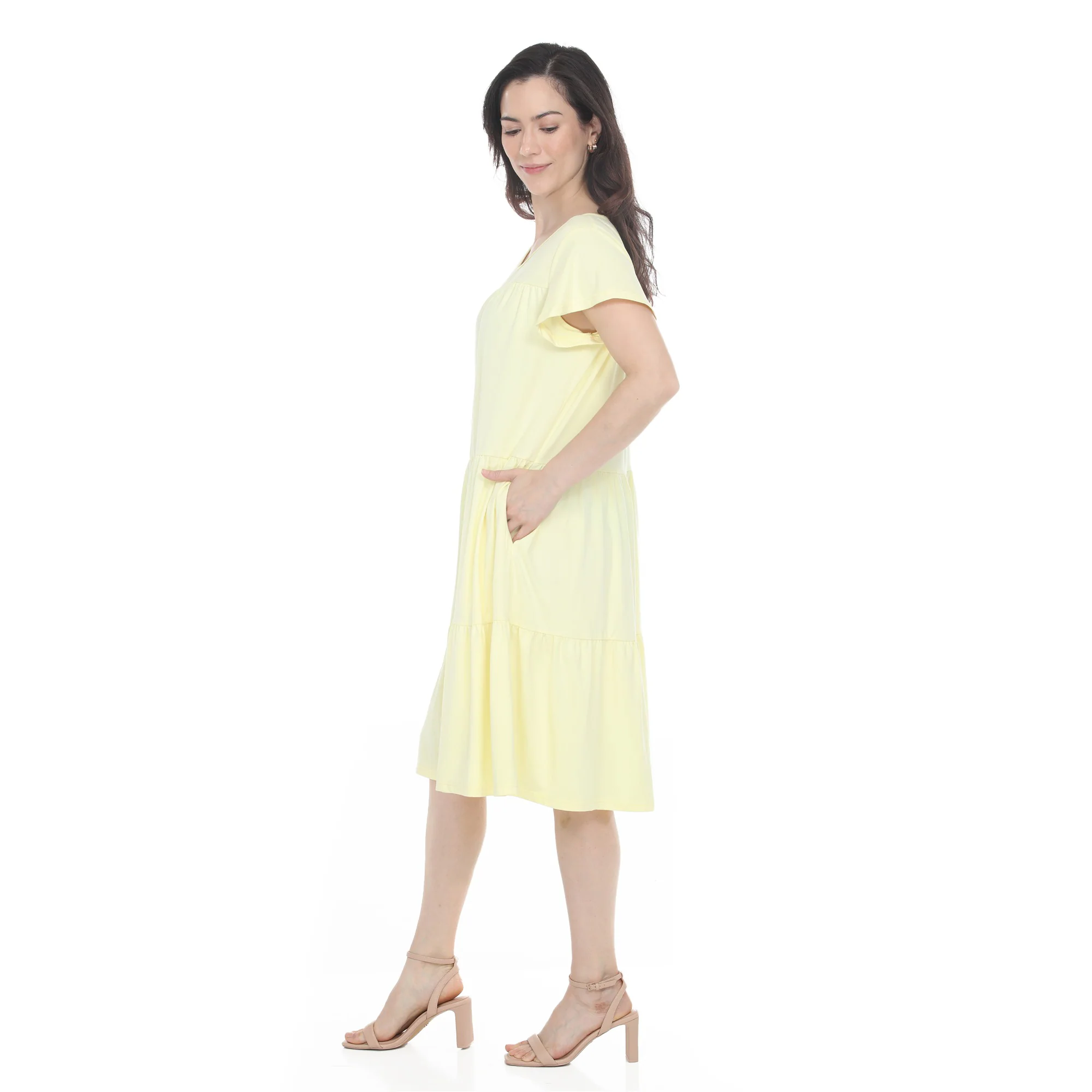 Women's Flutter Sleeve Ruffle Tiered Dress - Image 26