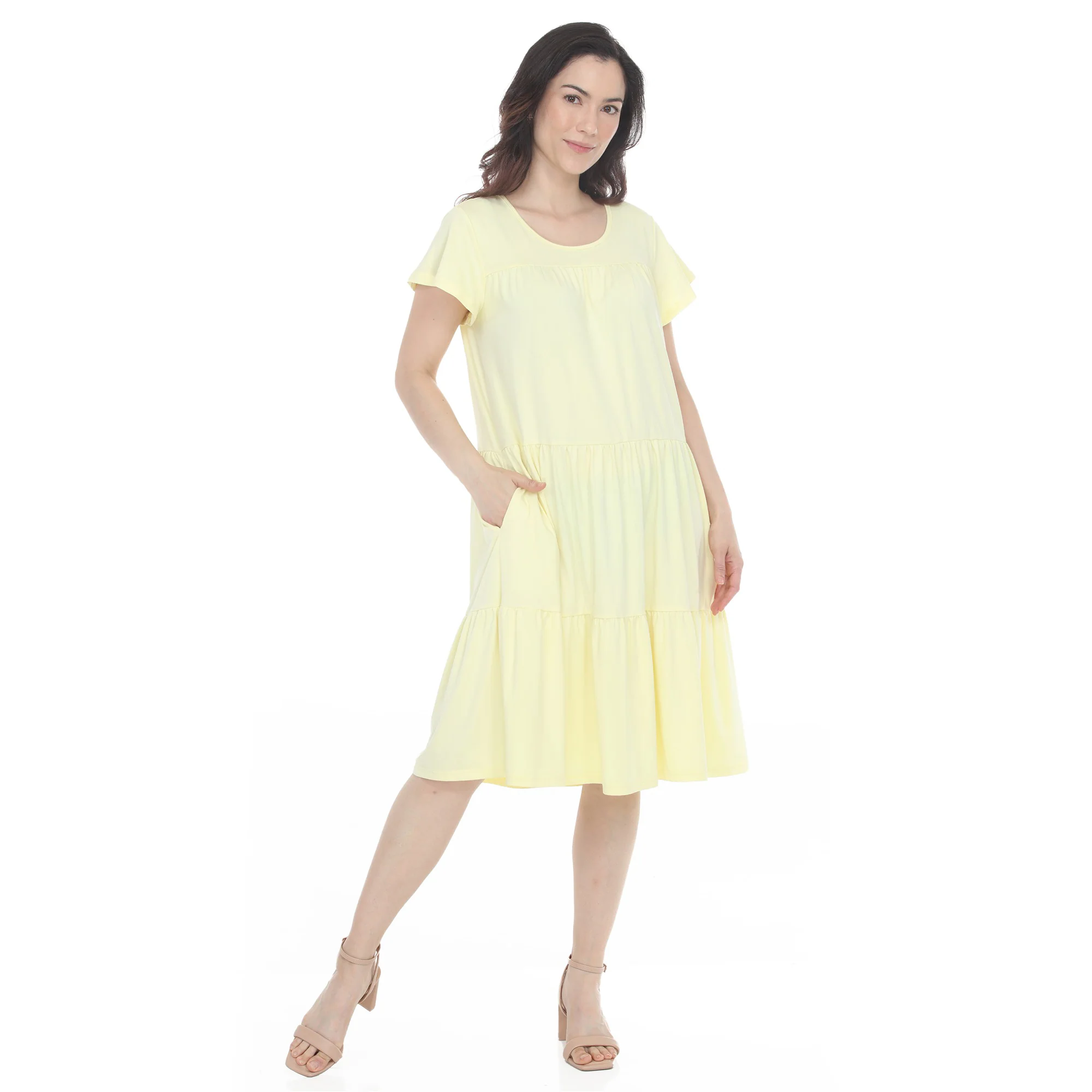 Women's Flutter Sleeve Ruffle Tiered Dress - Image 29