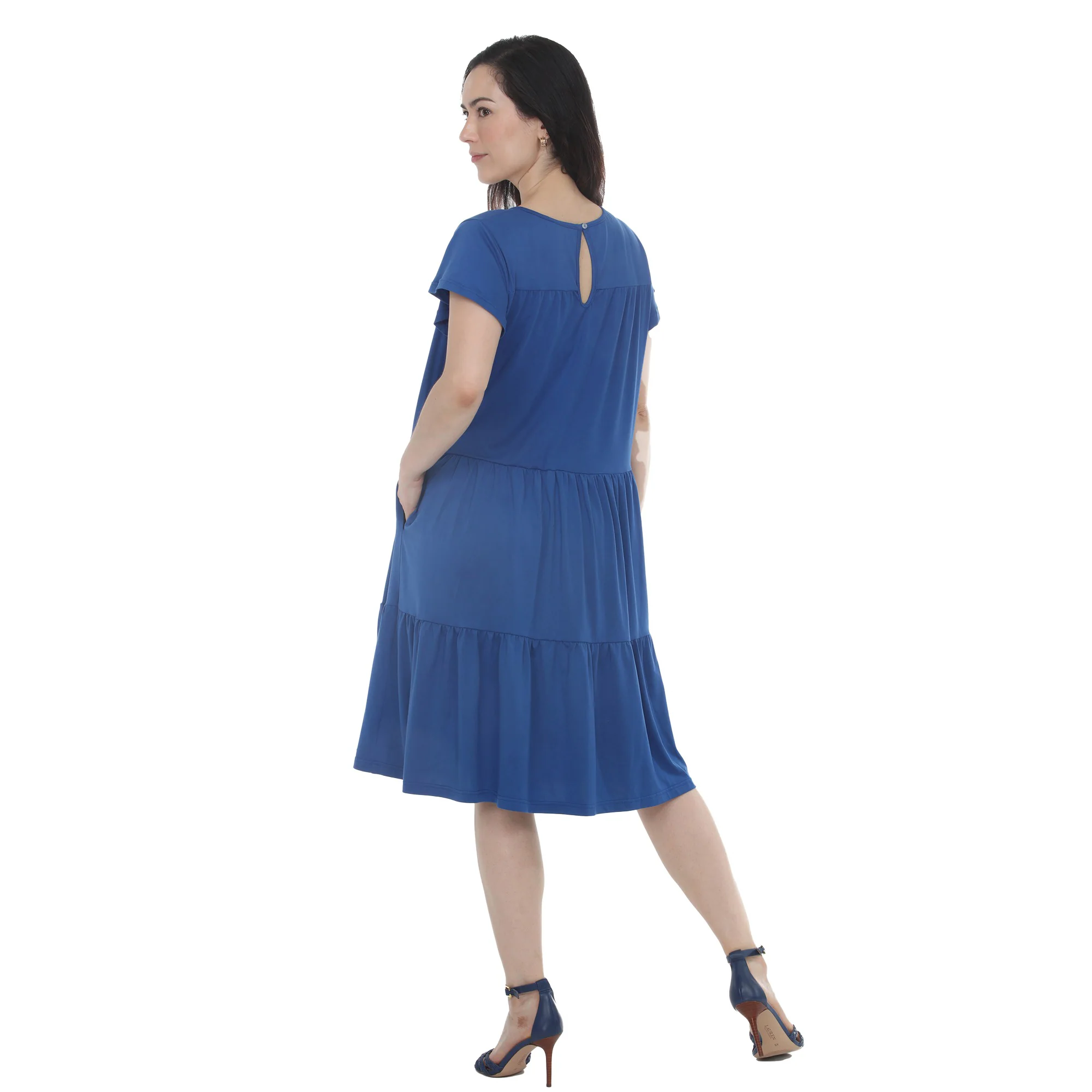 Women's Flutter Sleeve Ruffle Tiered Dress - Image 3
