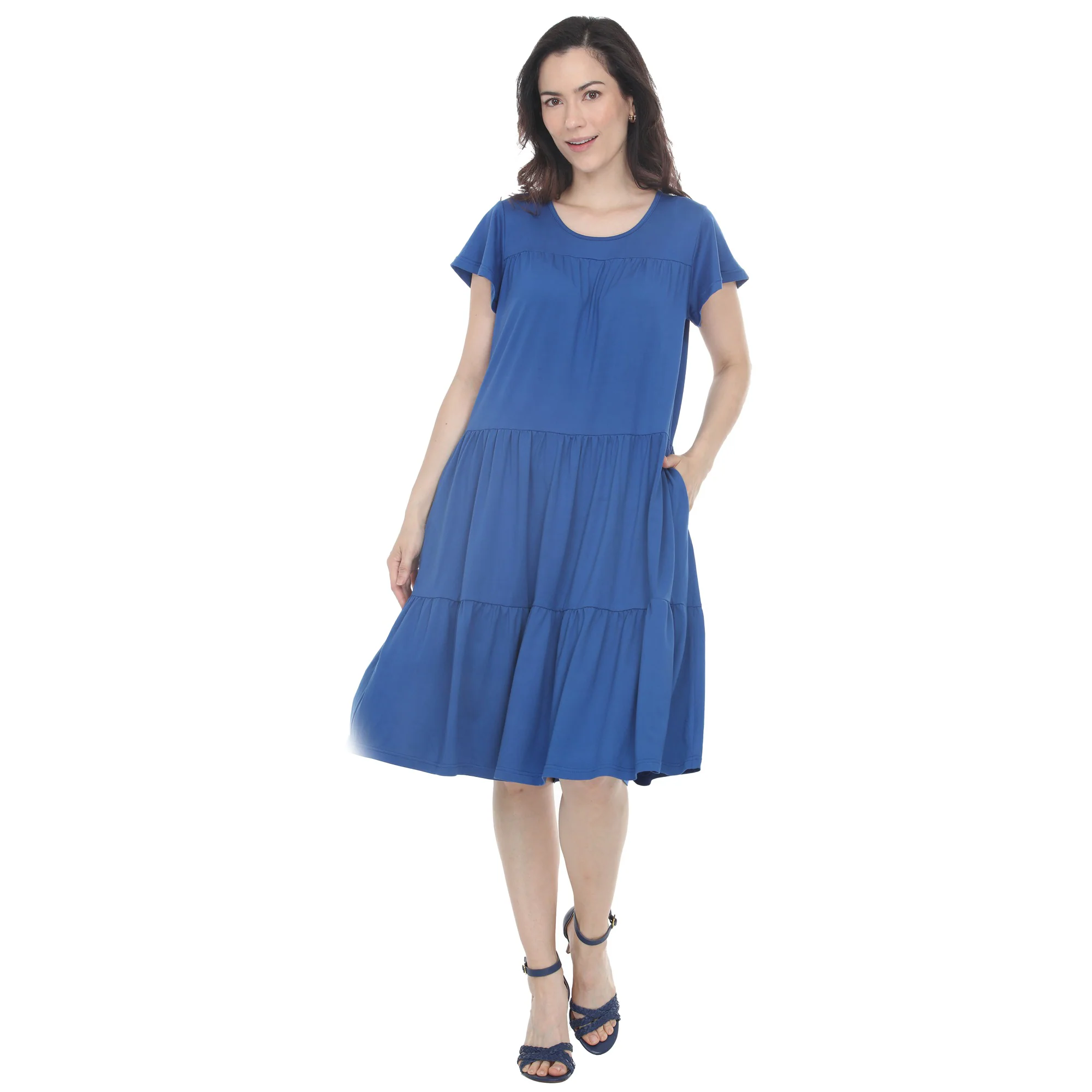 Women's Flutter Sleeve Ruffle Tiered Dress - Image 5