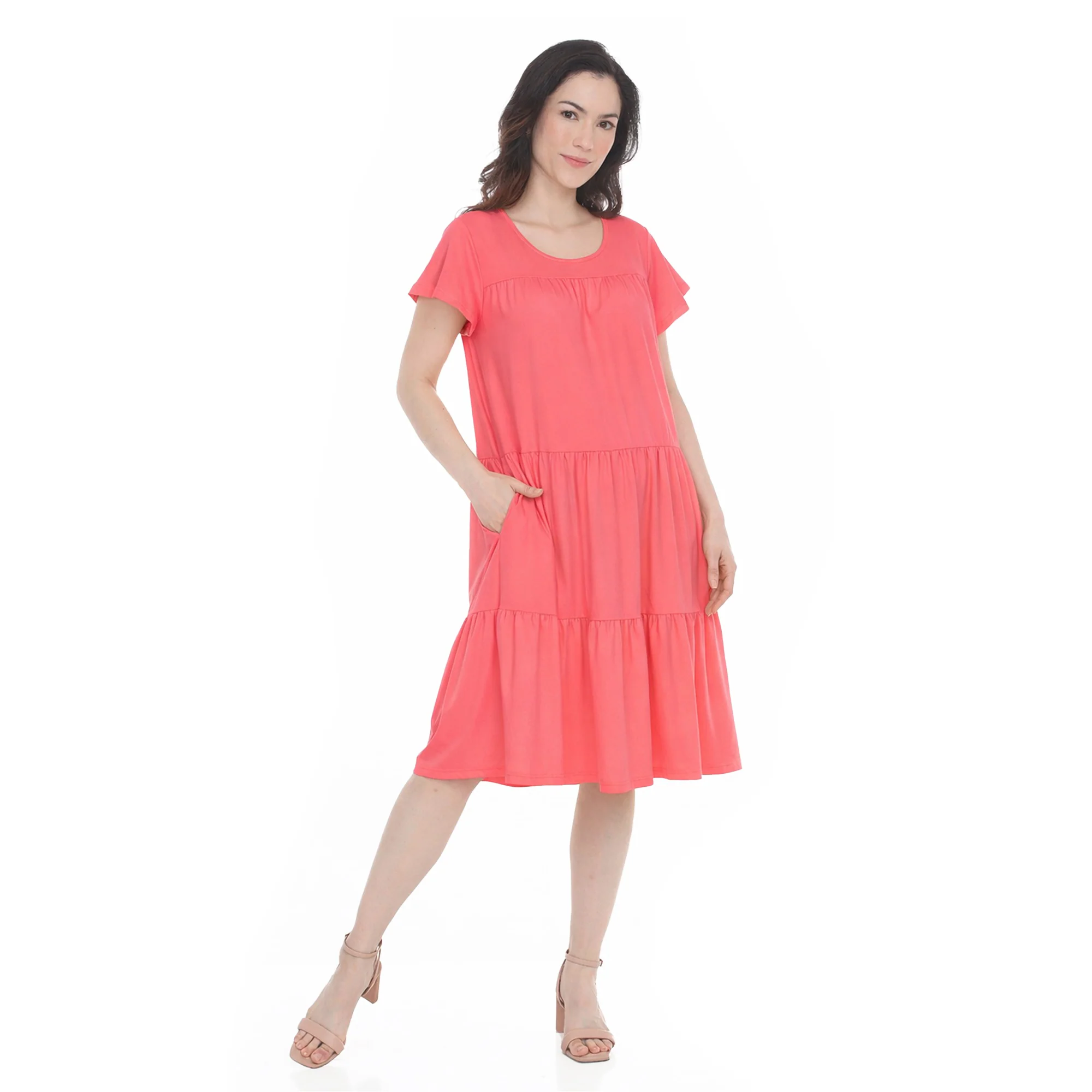 Women's Flutter Sleeve Ruffle Tiered Dress - Image 6