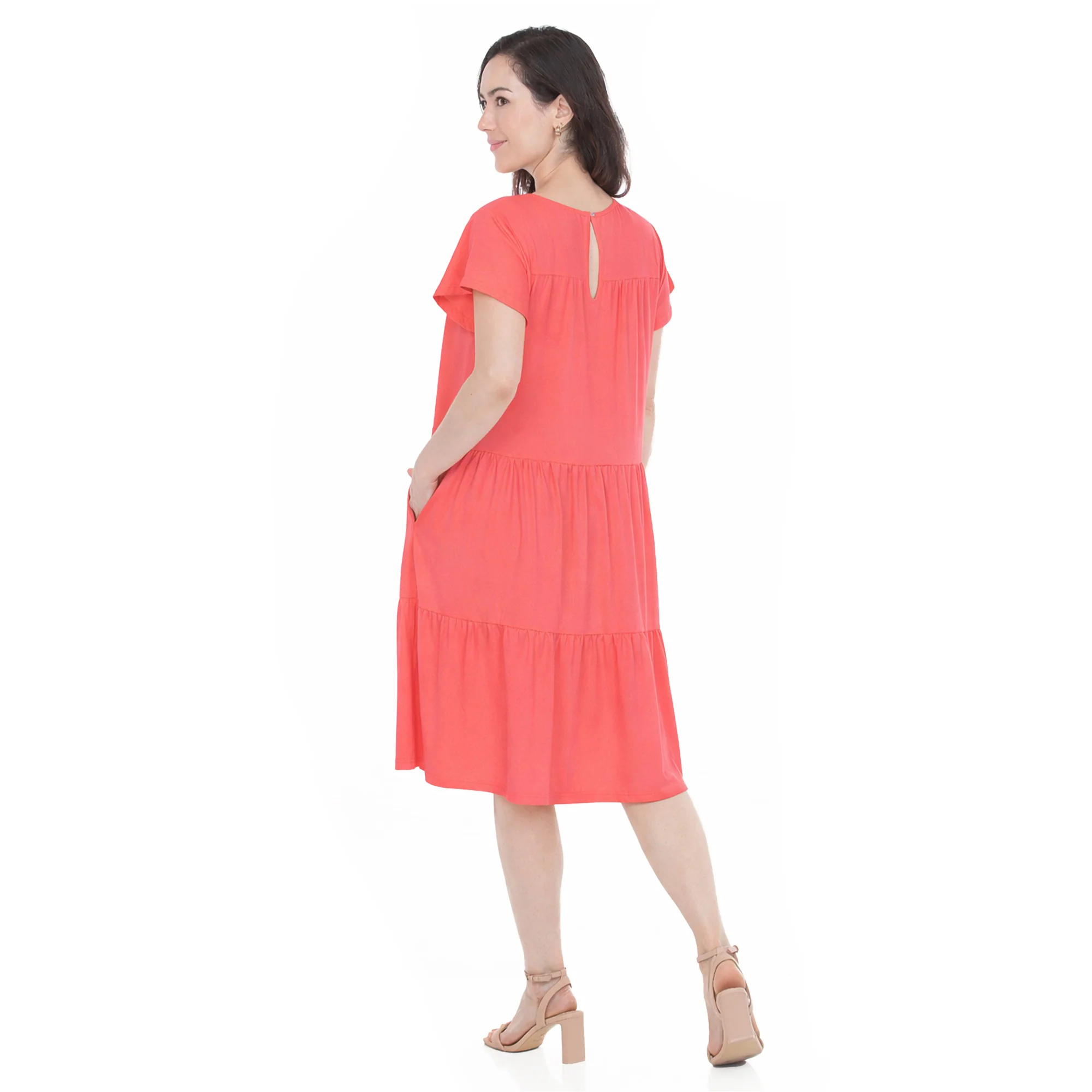 Women's Flutter Sleeve Ruffle Tiered Dress - Image 8